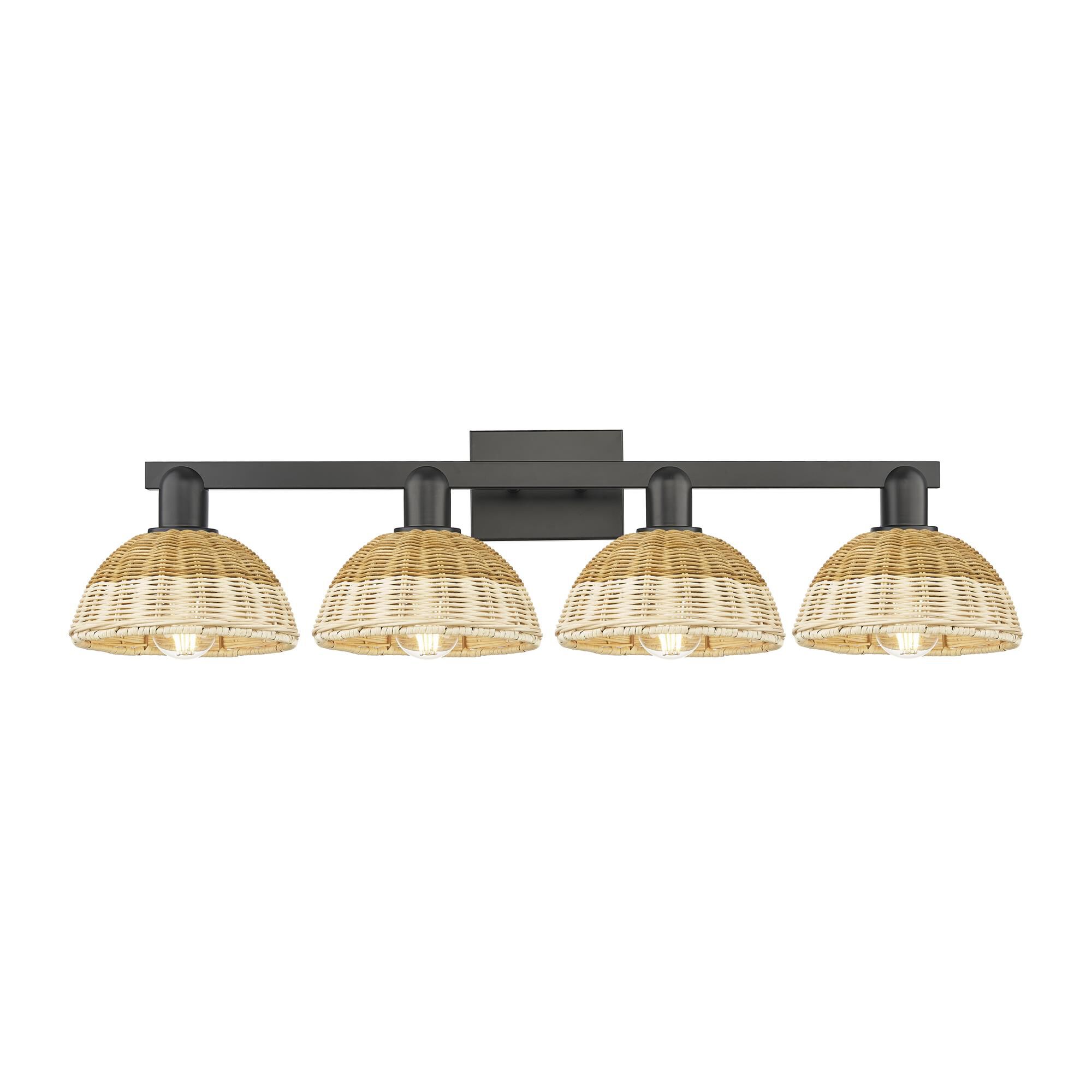 Shown in Matte Black finish and Natural Fiber shade
