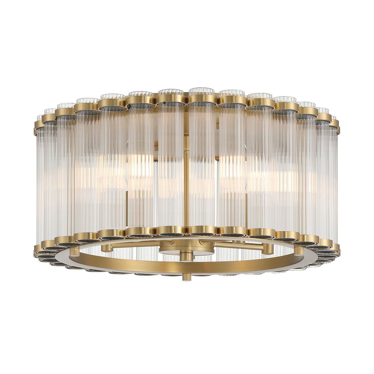 Shown in Gold finish and Ribbed glass