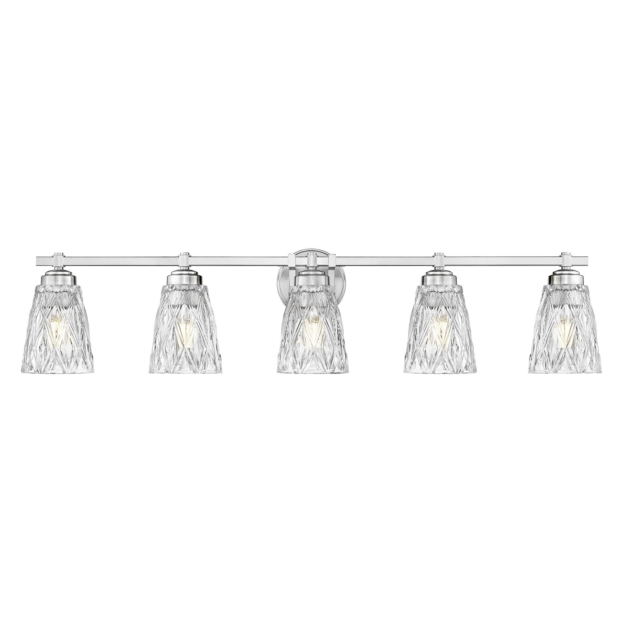 Shown in Brushed Nickel finish and Clear glass