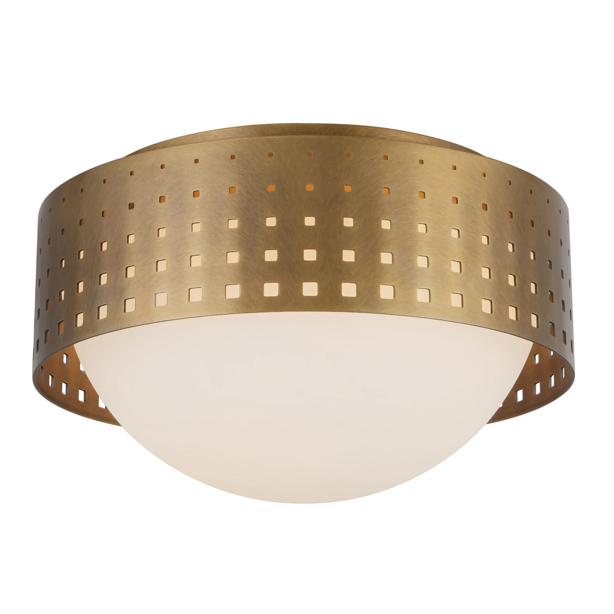Shown in Vintage Brass finish and Clear Exterior Opal Interior glass