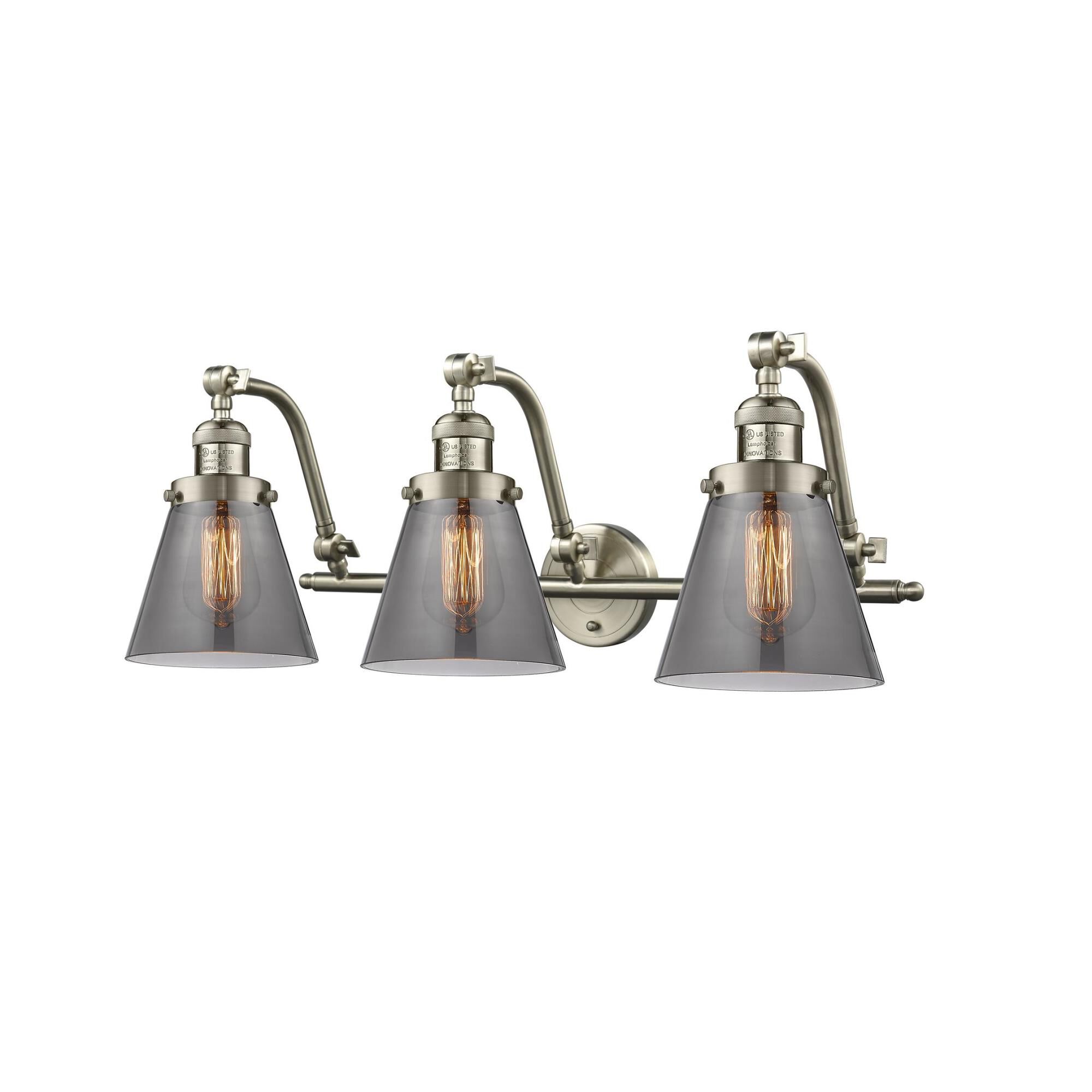 Shown in Brushed Satin Nickel finish and Smoked glass