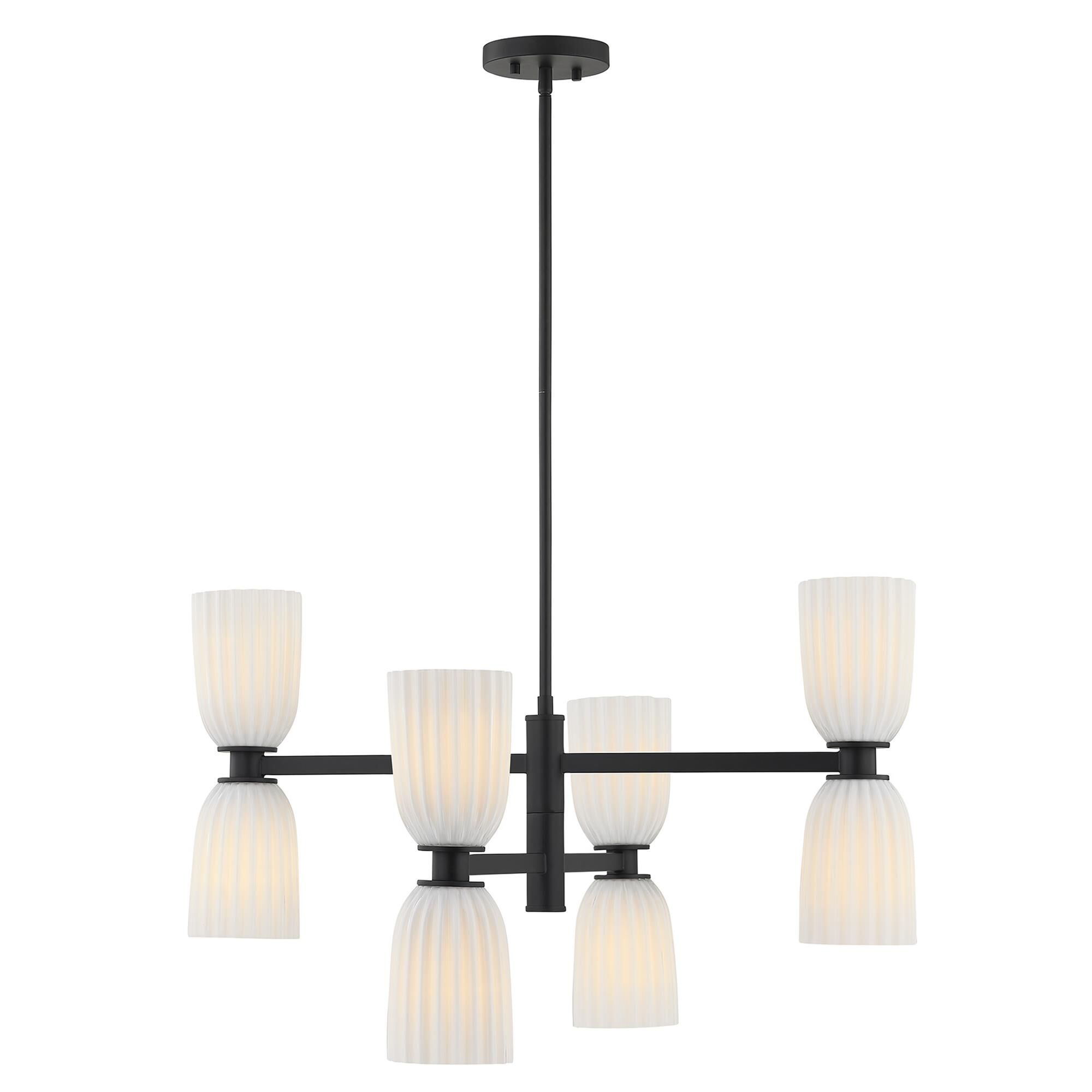 Shown in Matte Black finish and White Opal Ribbed glass