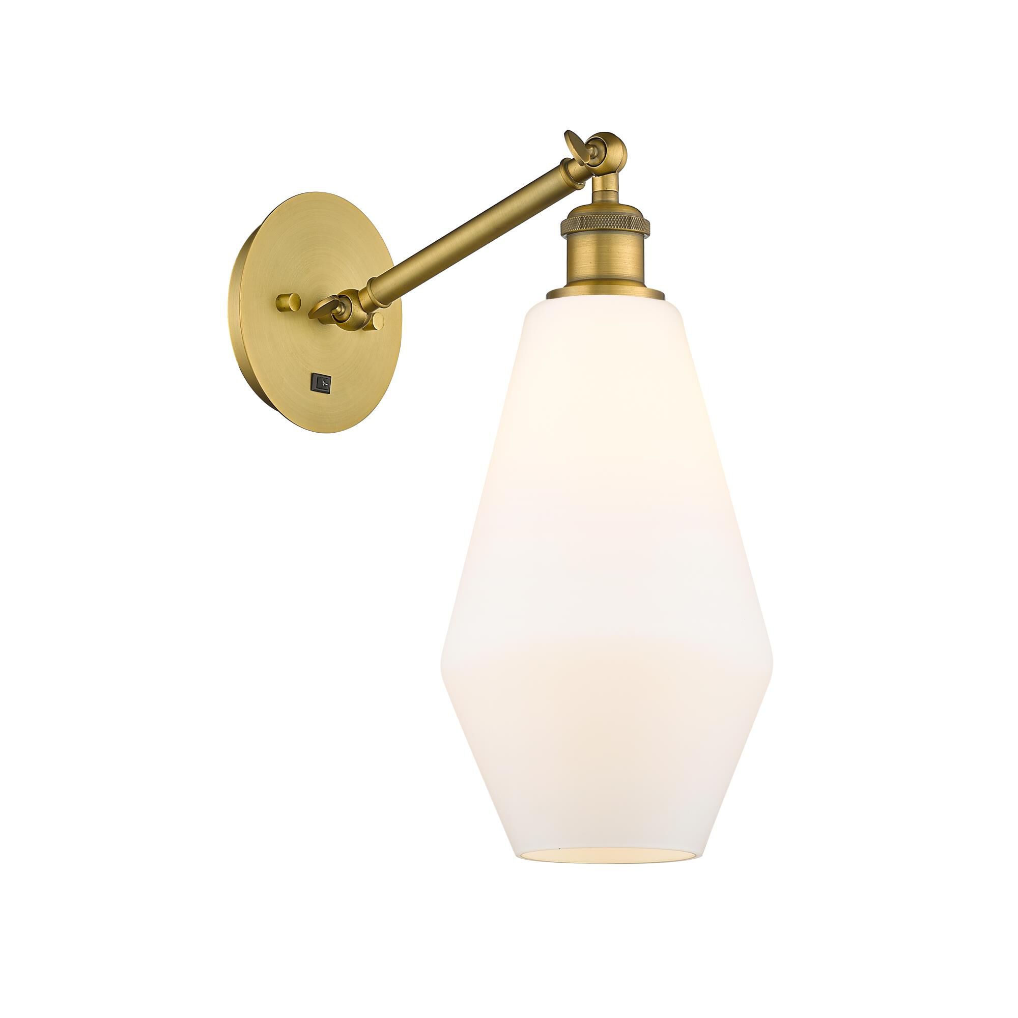 Shown in Brushed Brass finish and Cased Matte White Cindyrella 8