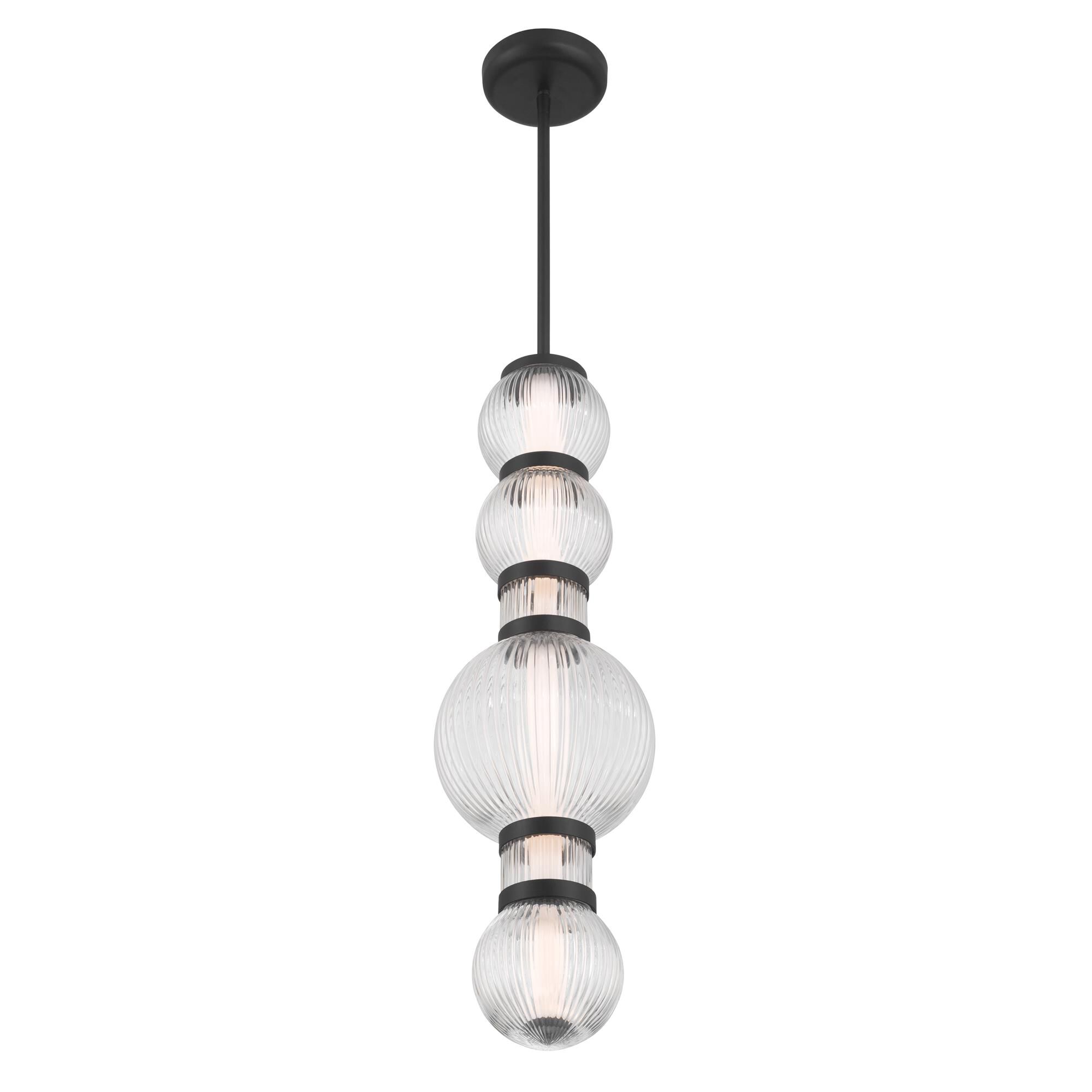 Shown in Dark Matte Black finish and Clear Ribbed glass