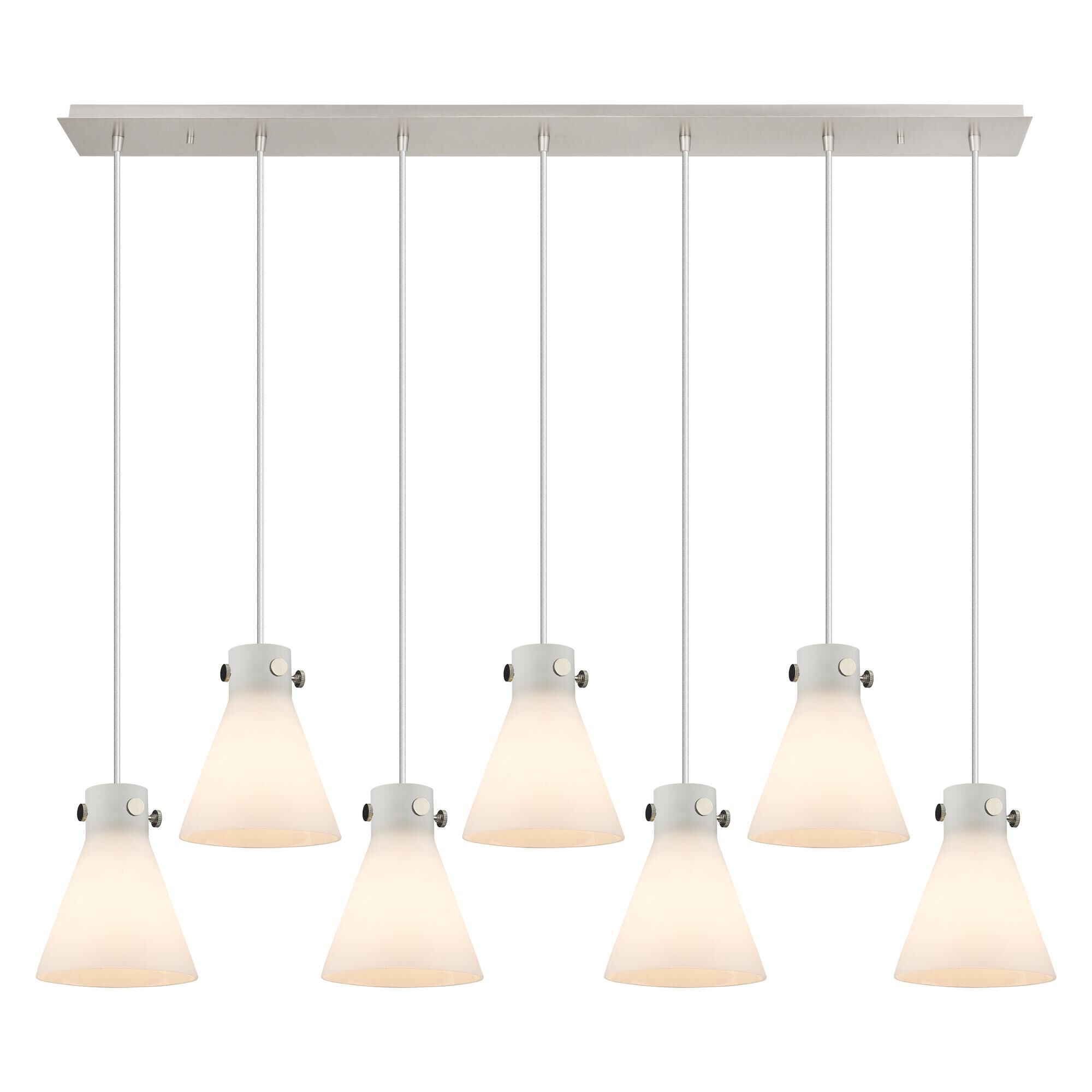 Shown in Polished Nickel finish and White glass and White Glass shade