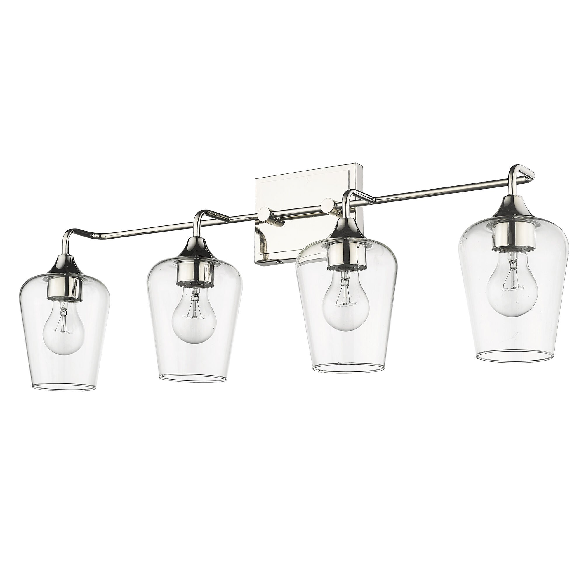 Shown in Polished Nickel finish and Clear Glass shade
