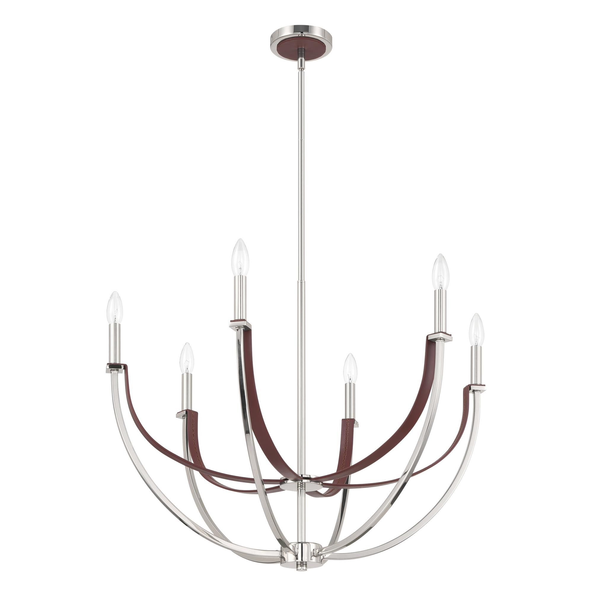 Shown in Polished Nickel and Dark Brown finish