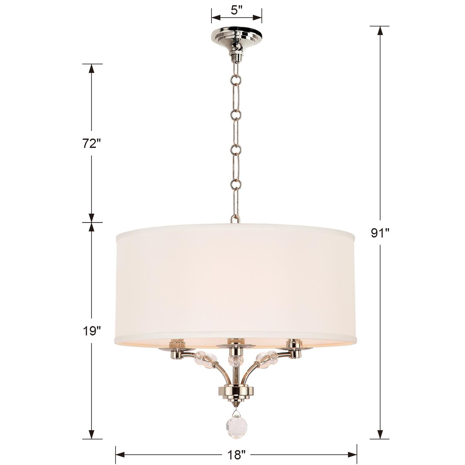 Shown in Polished Nickel finish and White Linen glass and White Linen shade