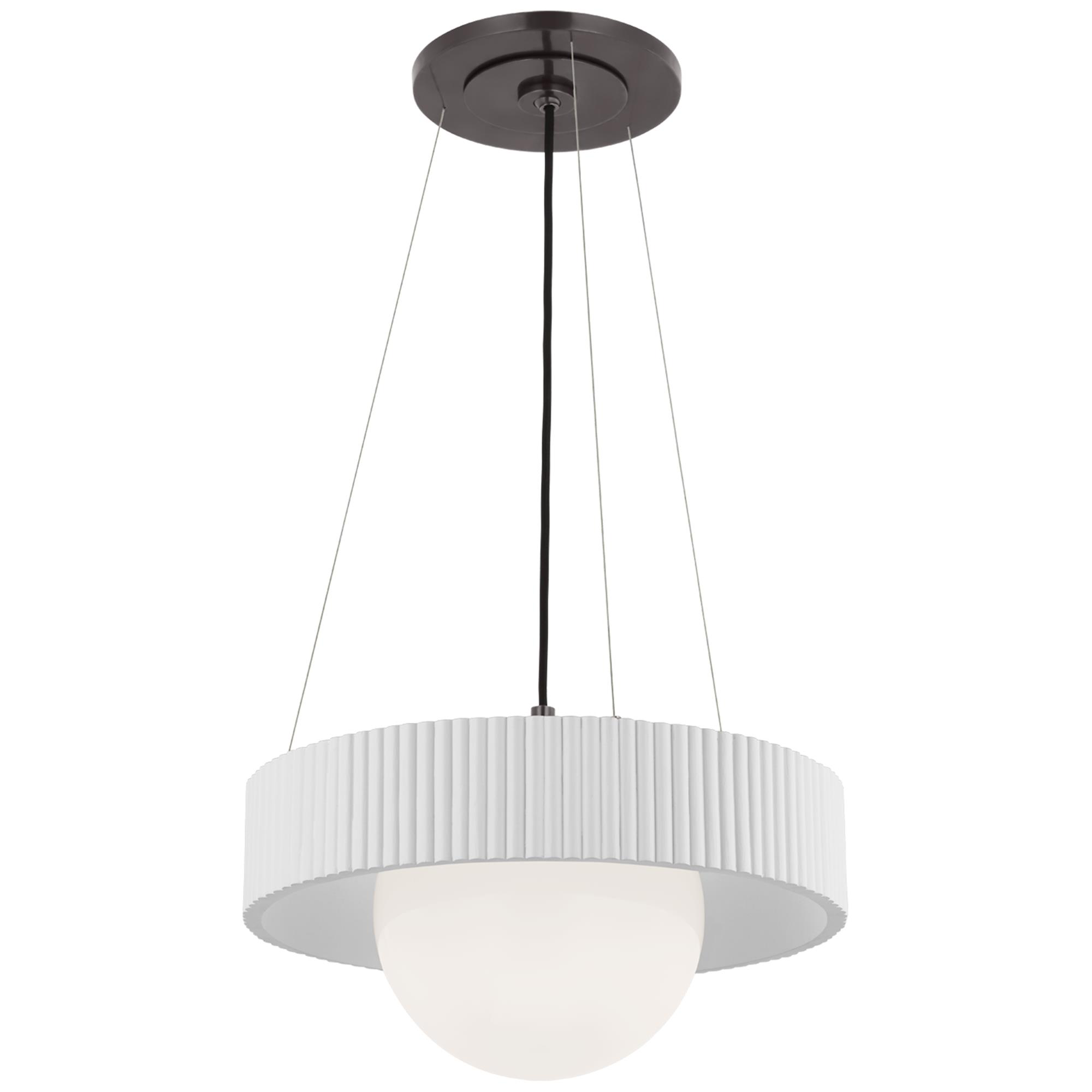 Shown in Bronze and Matte White finish and White glass