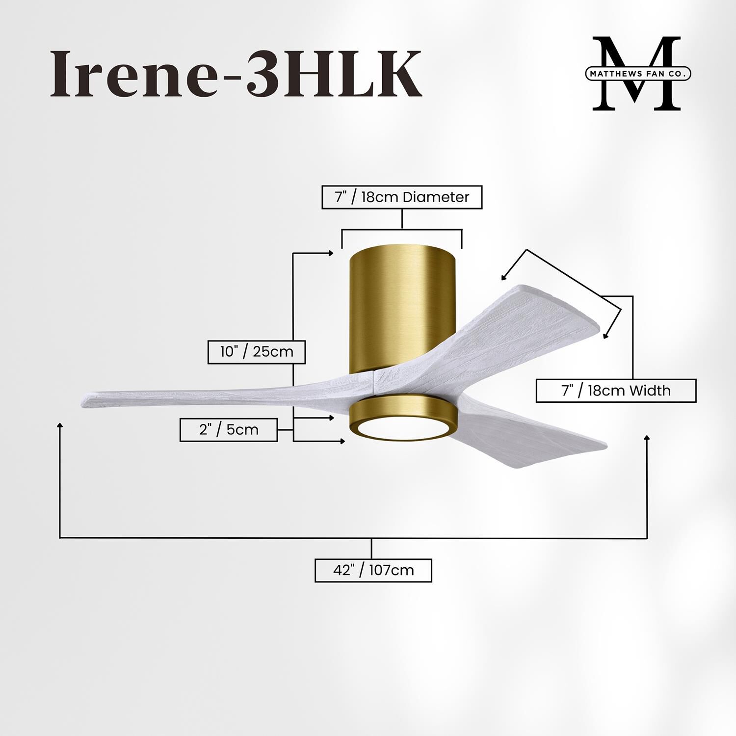 Irene 42 Inch Flush Mount Fan with Light Kit by Matthews Fan Company