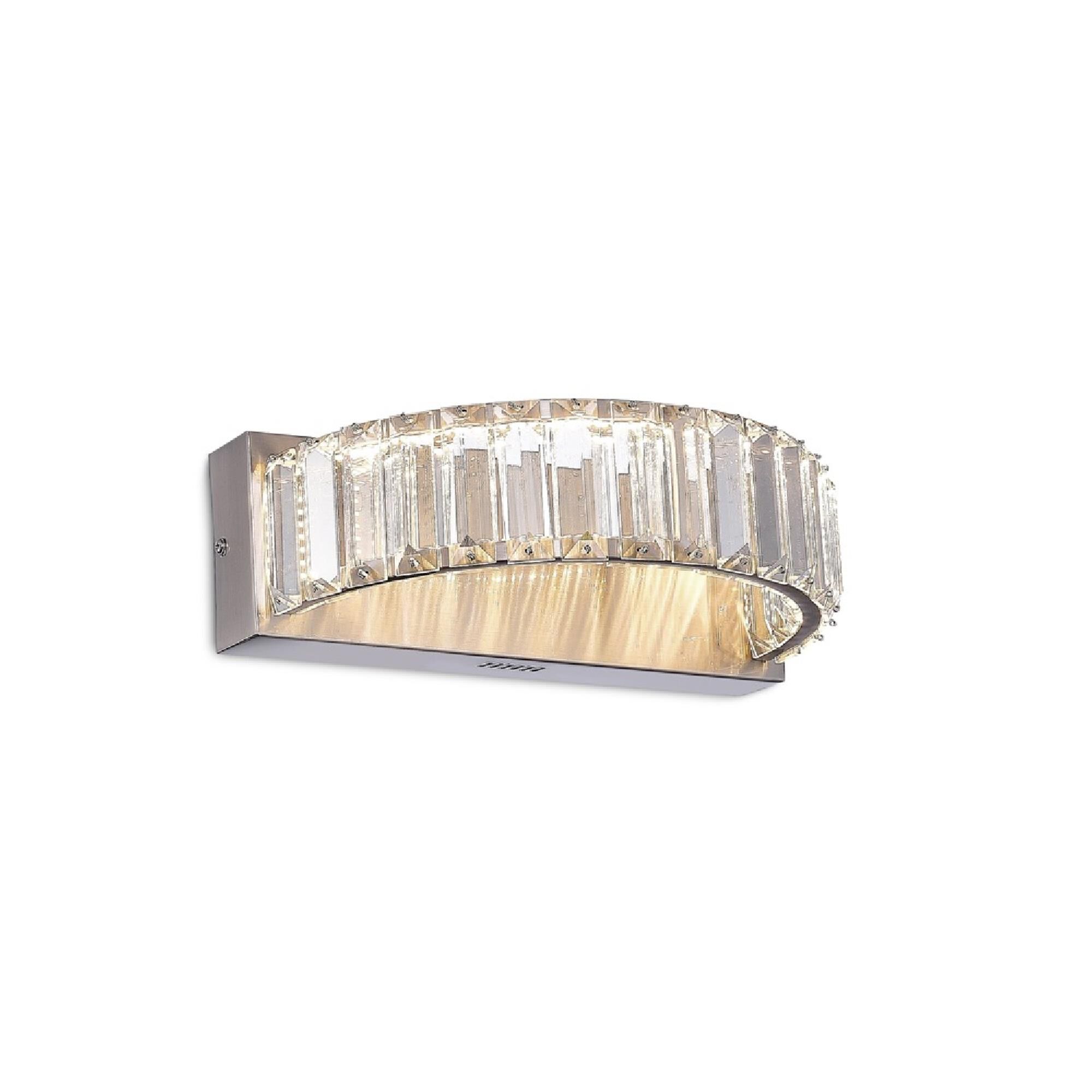 Shown in Satin Nickel finish and Clear Crystal glass