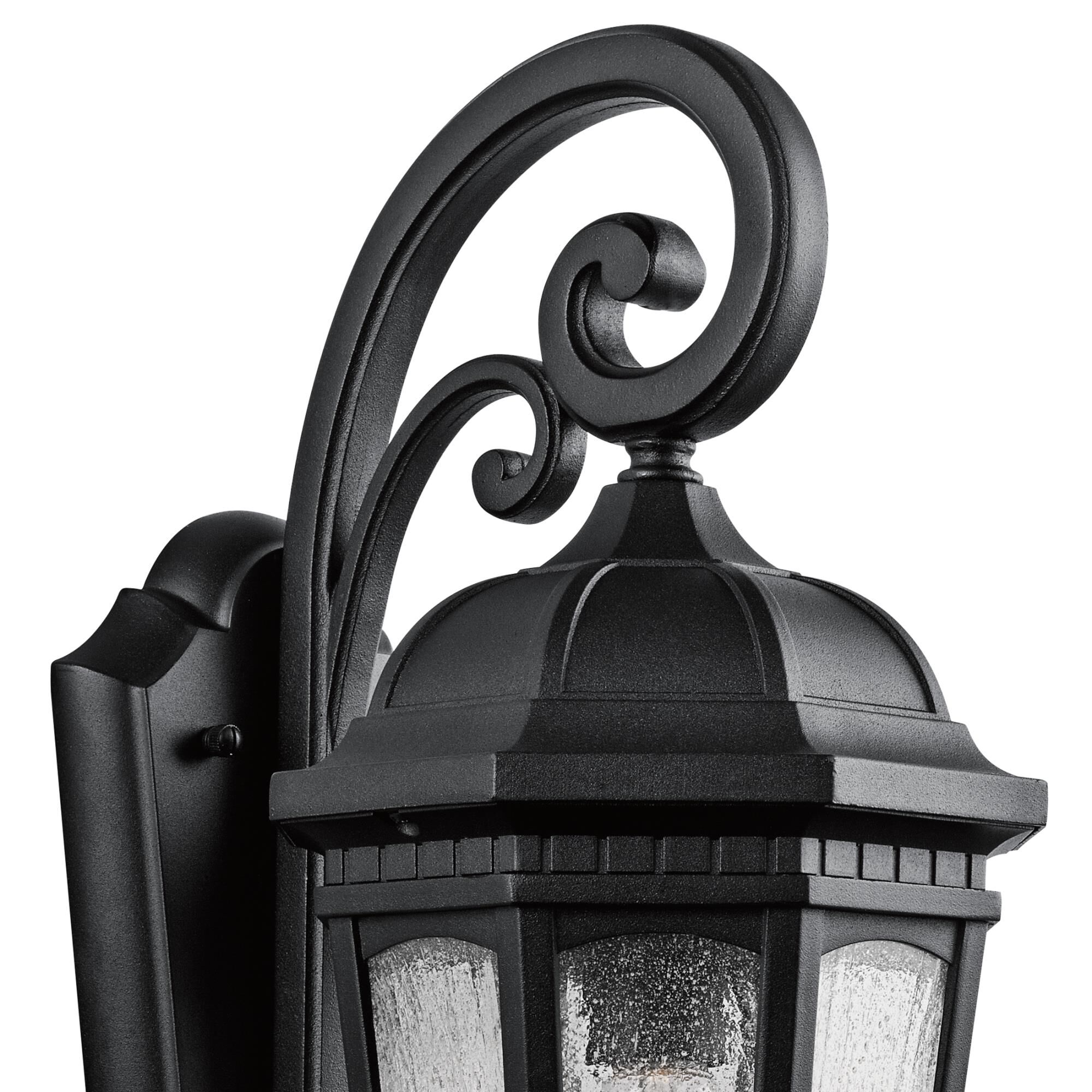 Shown in Textured Black finish and Clear Seeded glass