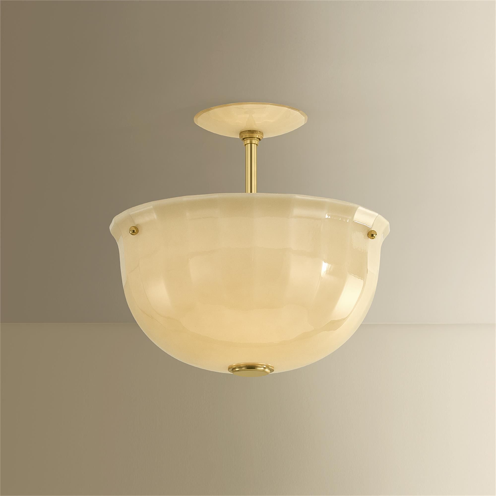 Shown in Aged Brass finish and Etched with Optic glass