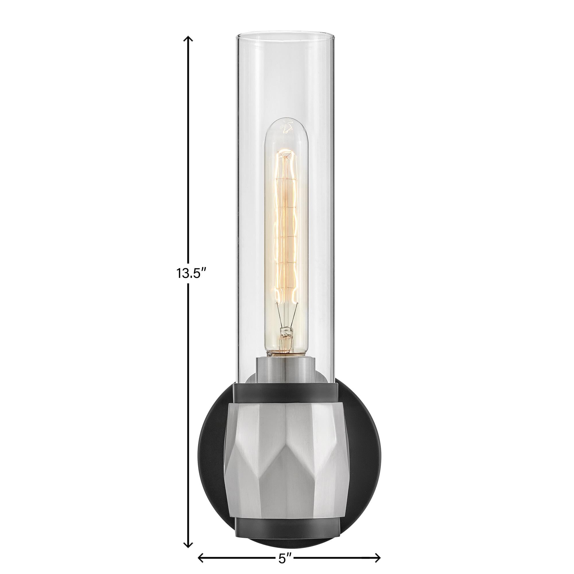 Shown in Black with Brushed Nickel Accents finish and Clear glass