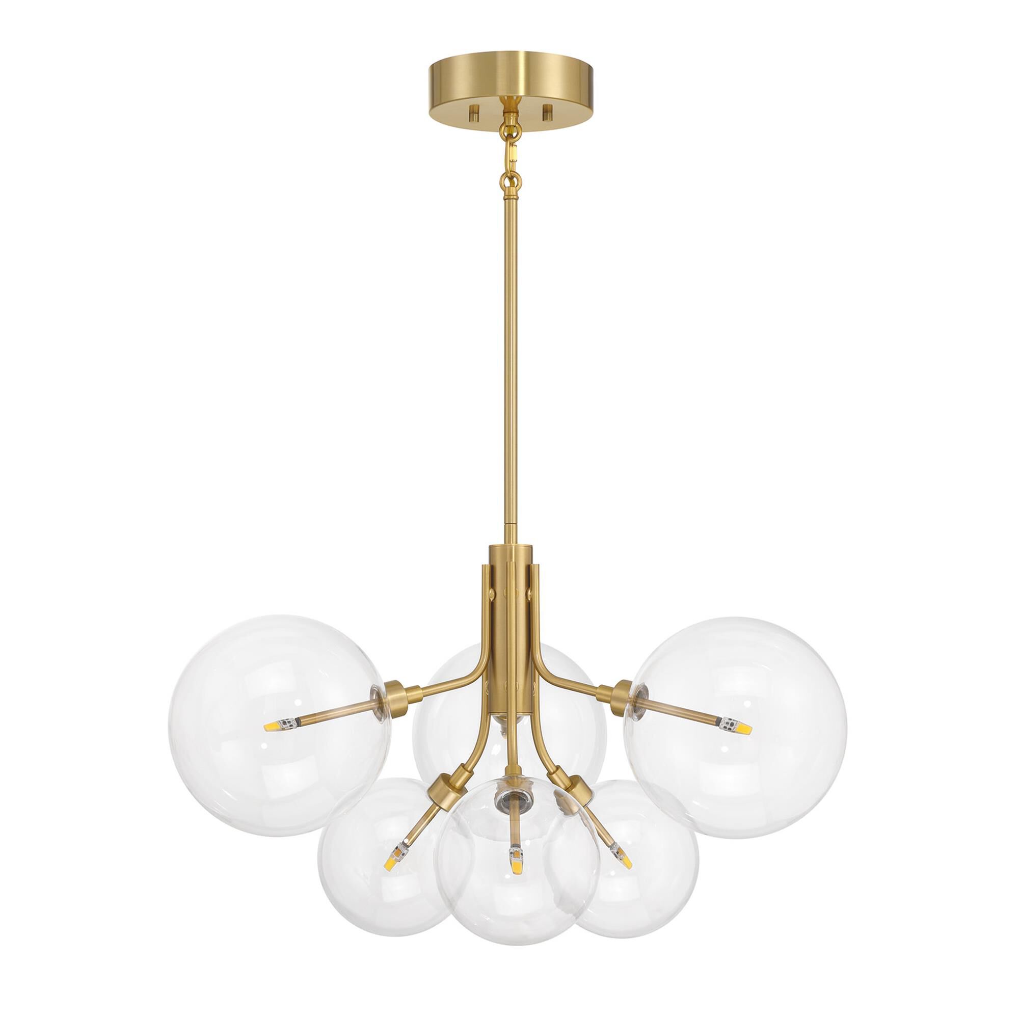 Shown in Natural Brass finish and Clear glass
