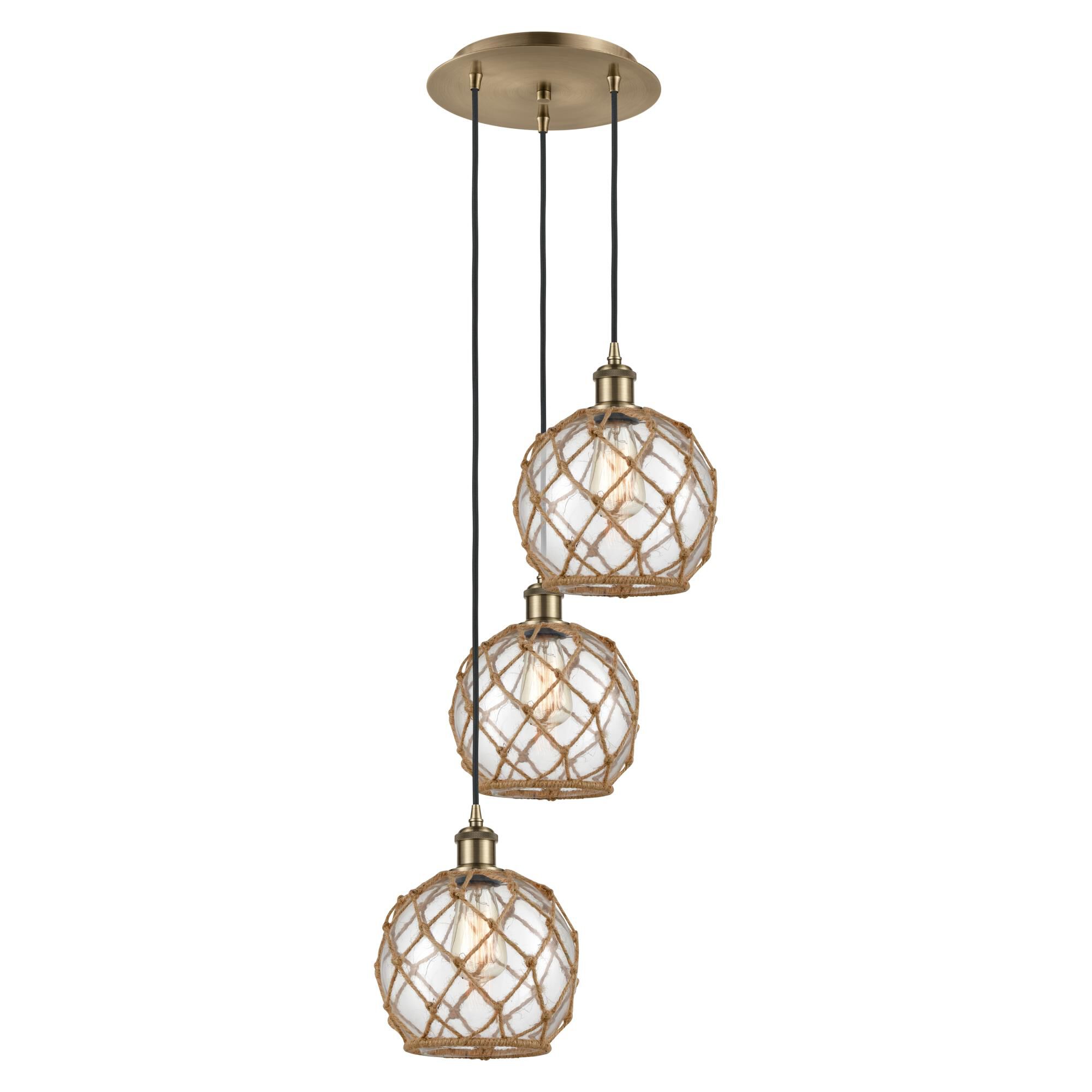Bruno Marashlian Farmhouse Rope 15 Inch Multi Light Pendant by Innovations Lighting