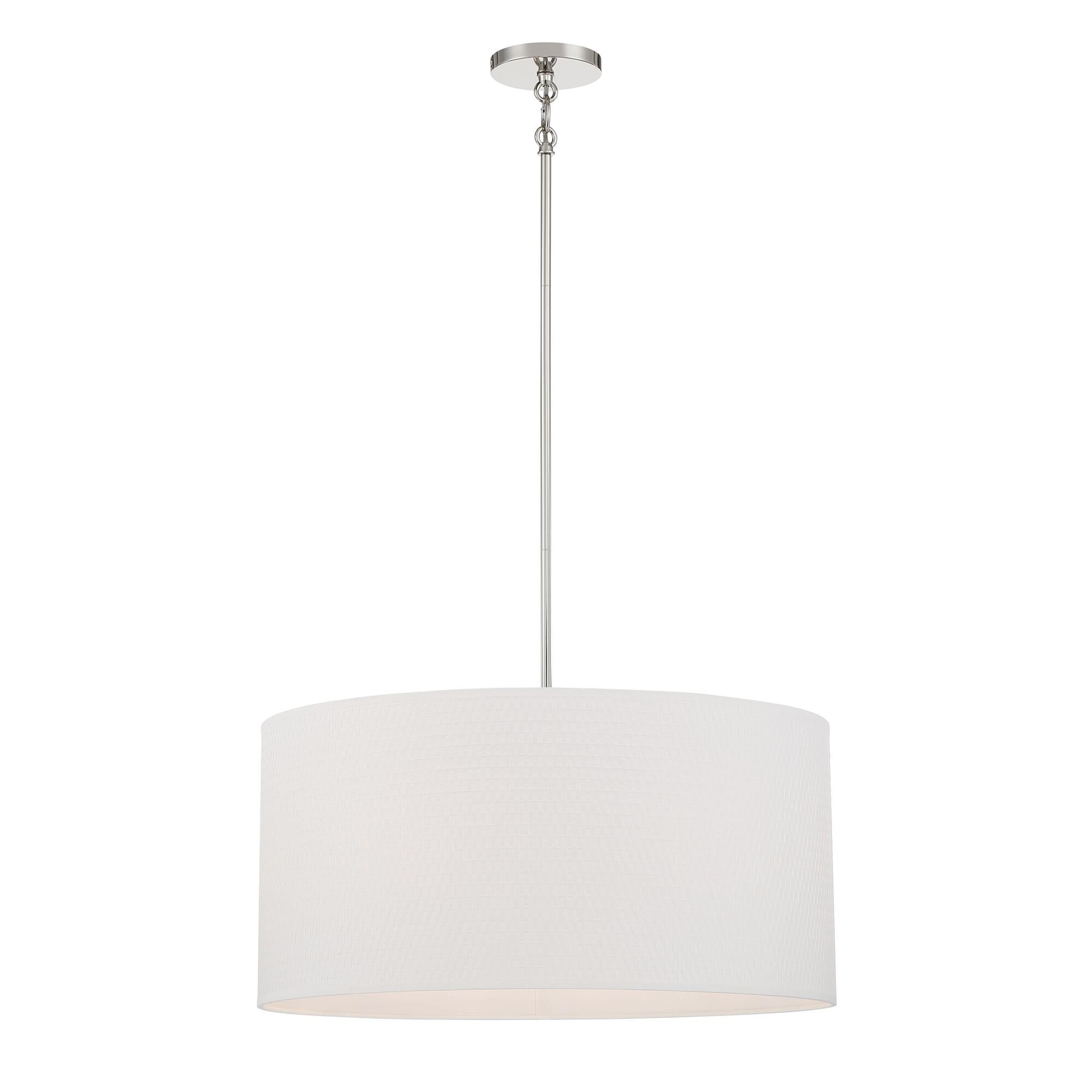 Shown in Polished Nickel finish and Woven Cloth shade
