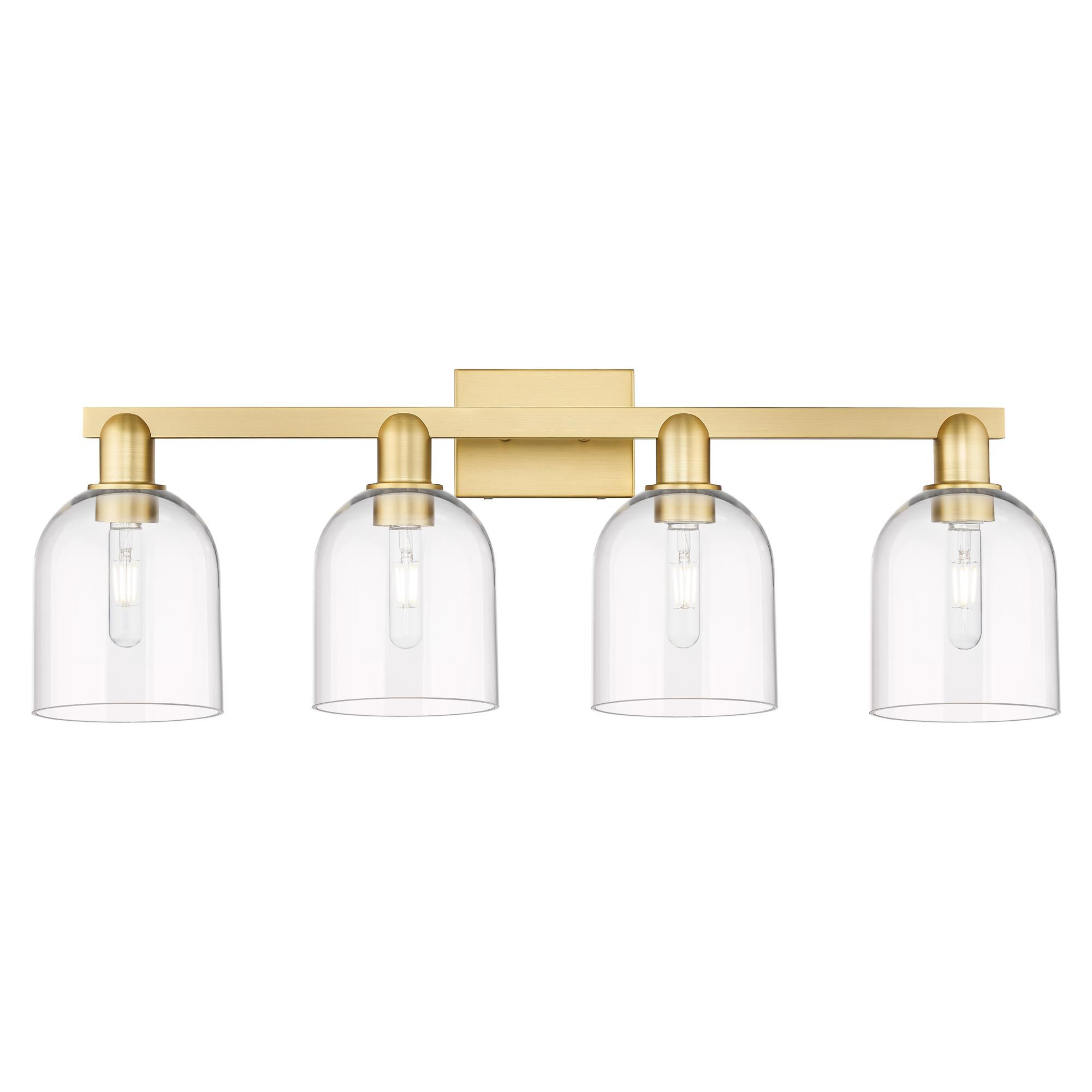 Shown in Satin Gold finish and Clear glass