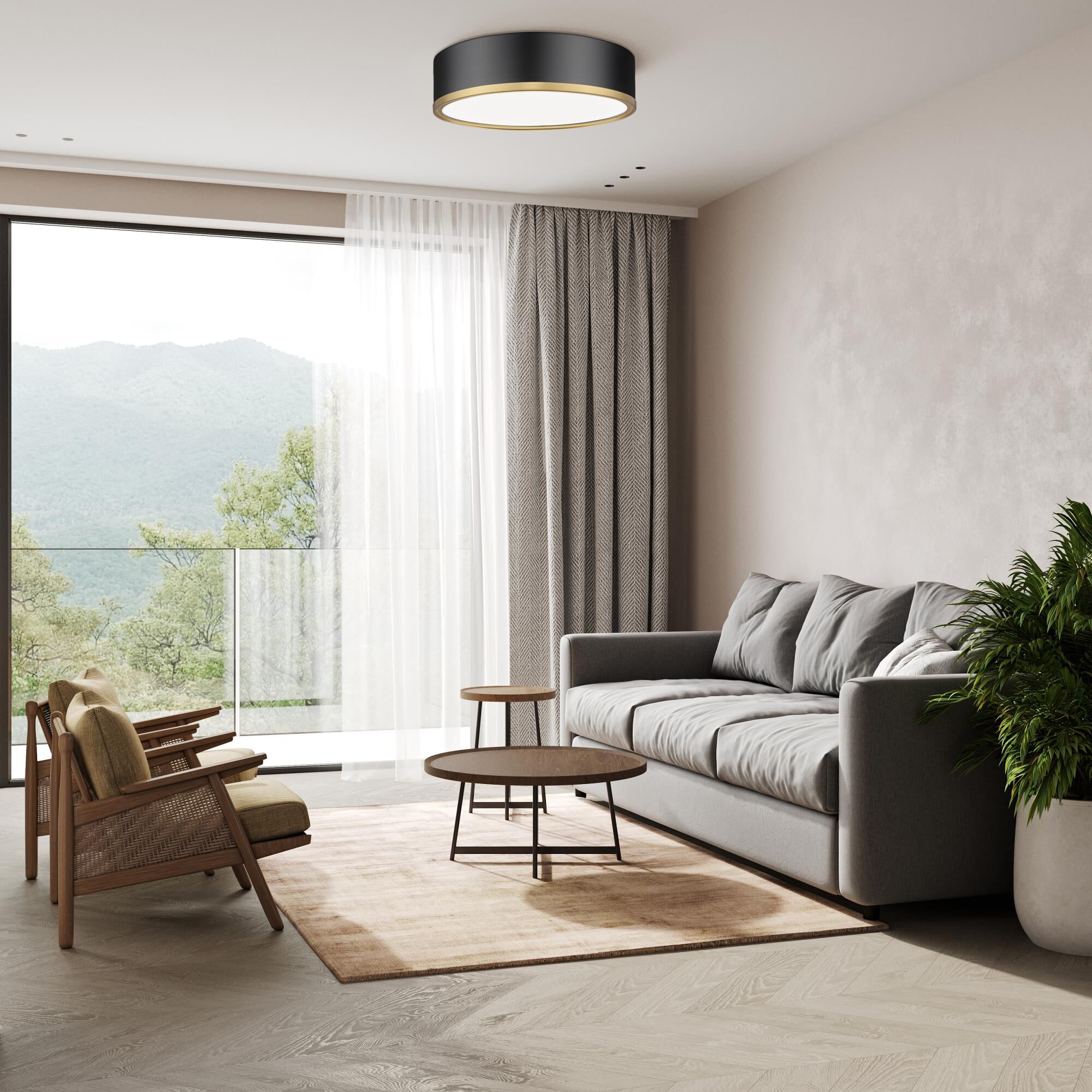 Shown in Matte Black + Modern Gold finish and Frosted glass and Frosted shade