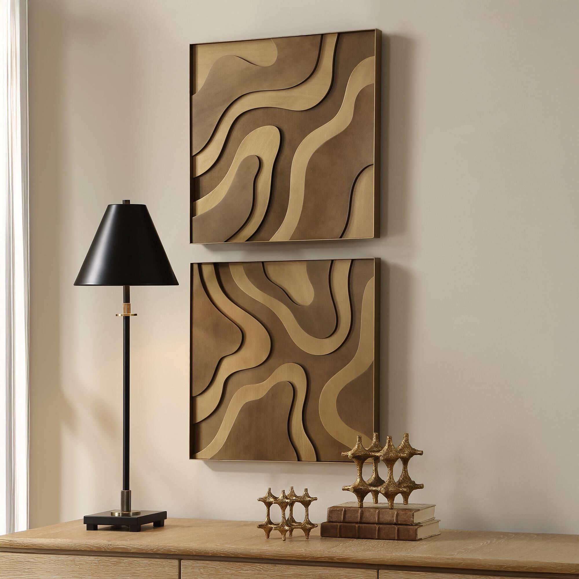 Uttermost Golden Terrain Wooden Wall Decor Set/2 Alternative Wall Art by Uttermost
