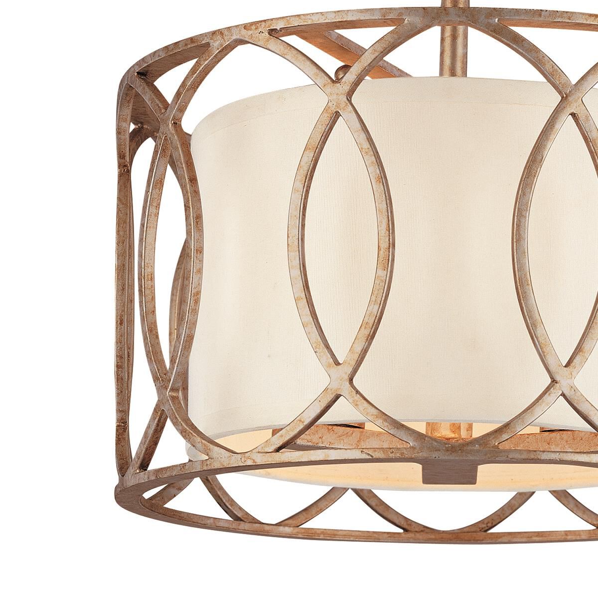 Shown in Silver Gold finish and Bronze Leaf glass and Hardback Linen shade