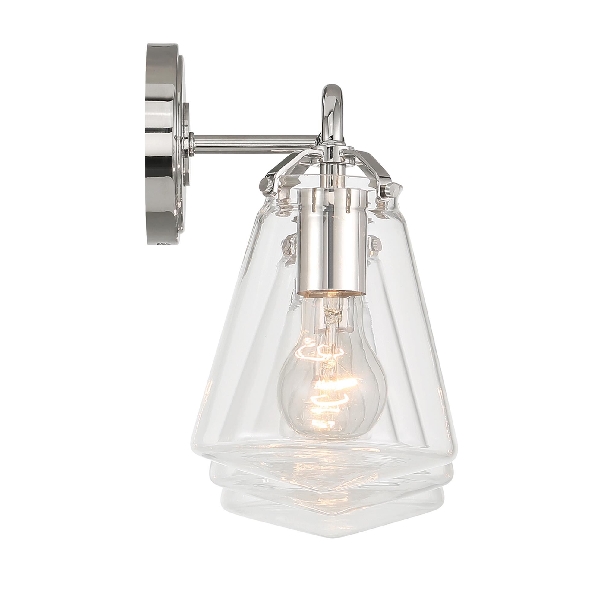 Shown in Polished Nickel finish and Clear glass