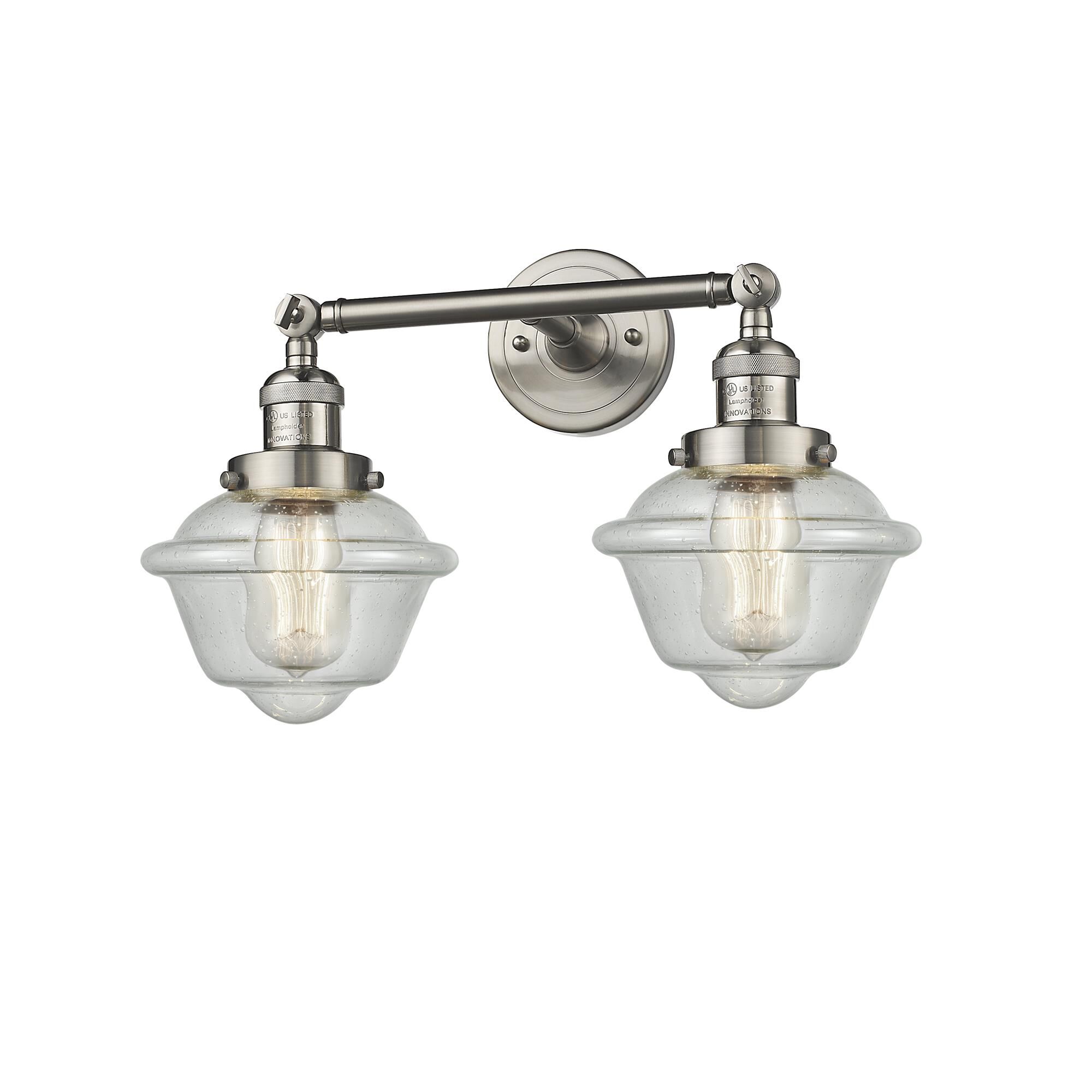 Shown in Brushed Satin Nickel finish and Seedy glass