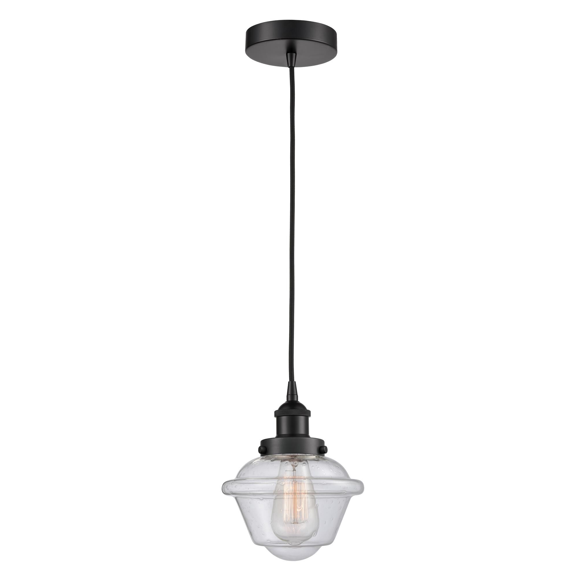 Shown in Matte Black finish and Seedy Small Oxford glass