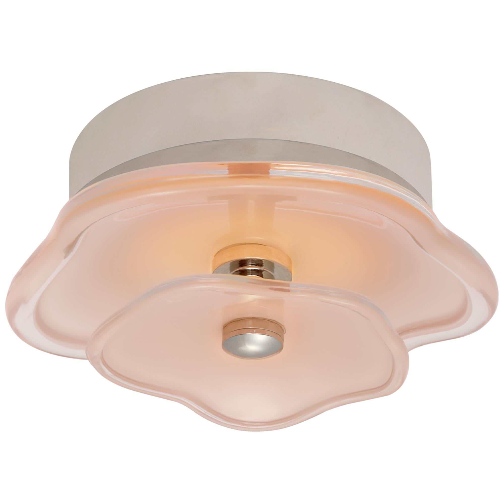 Shown in Polished Nickel finish and Blush glass