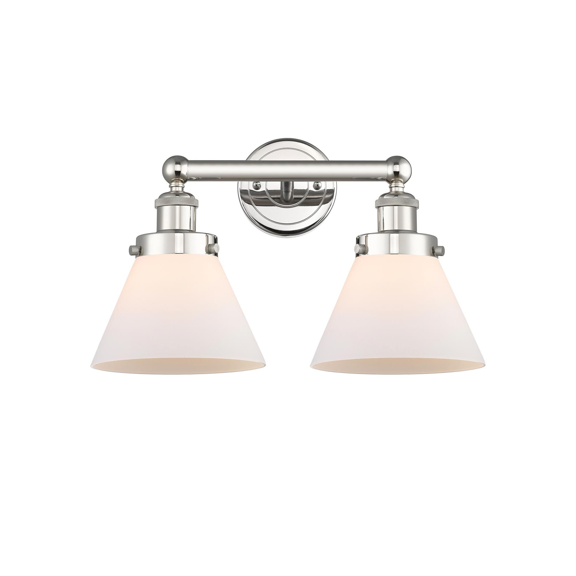 Shown in Polished Nickel finish and Matte White glass