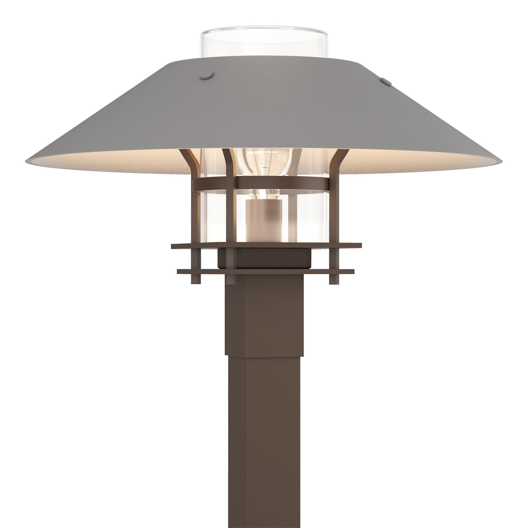 Shown in Coastal Bronze finish and Clear glass and Coastal Burnished Steel accent
