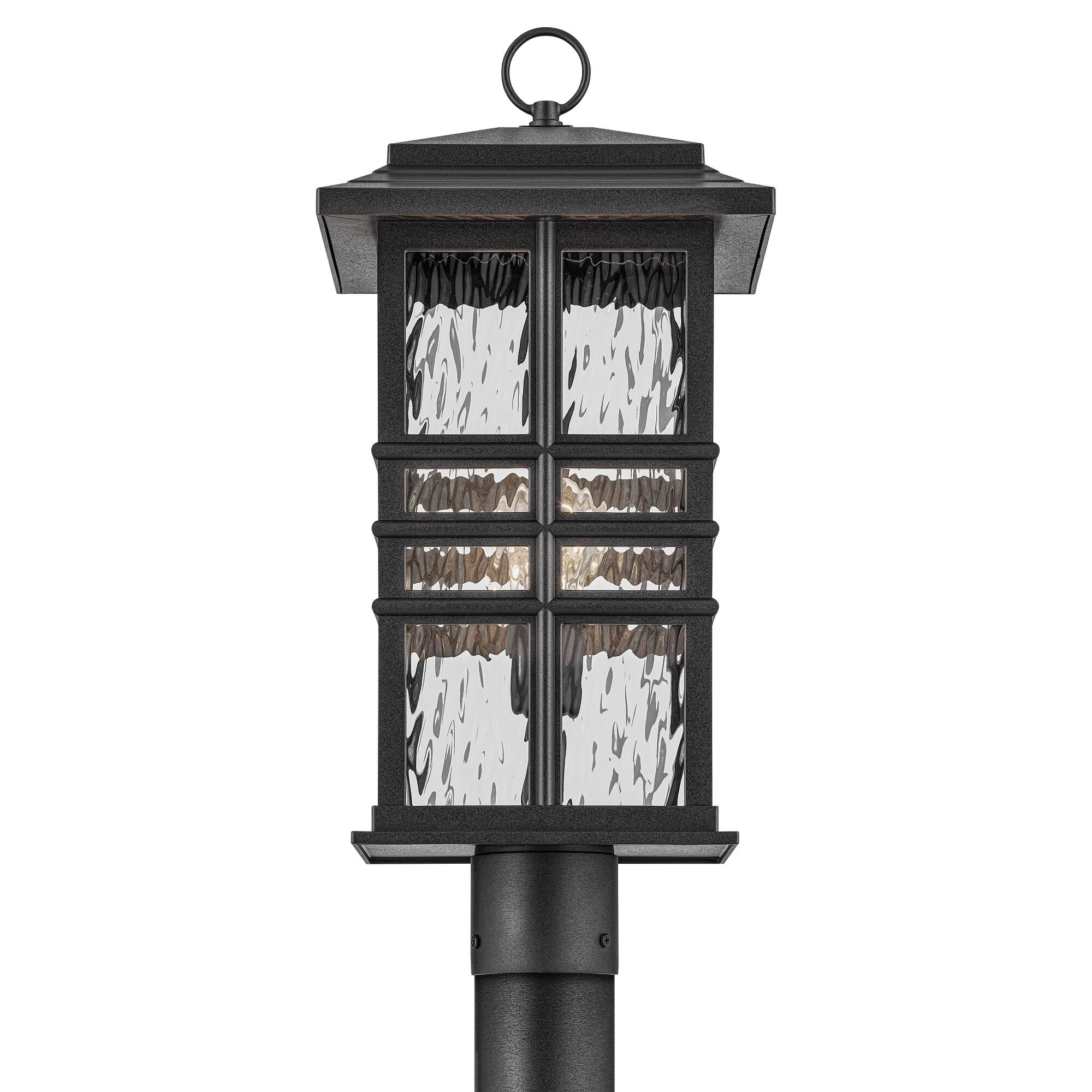 Shown in Textured Black finish and Clear Hammered glass