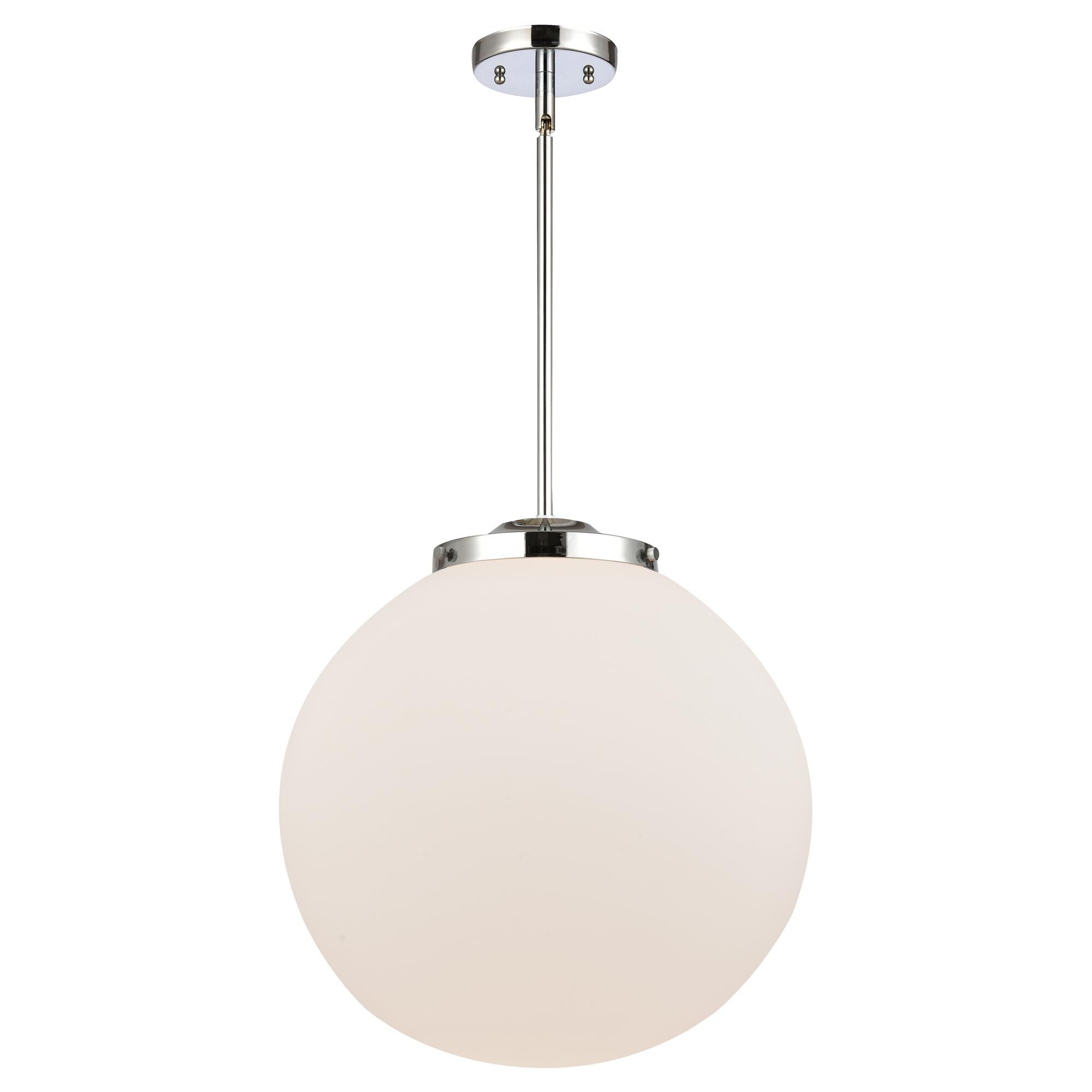 Shown in Polished Chrome finish and Matte White Cased Beacon glass