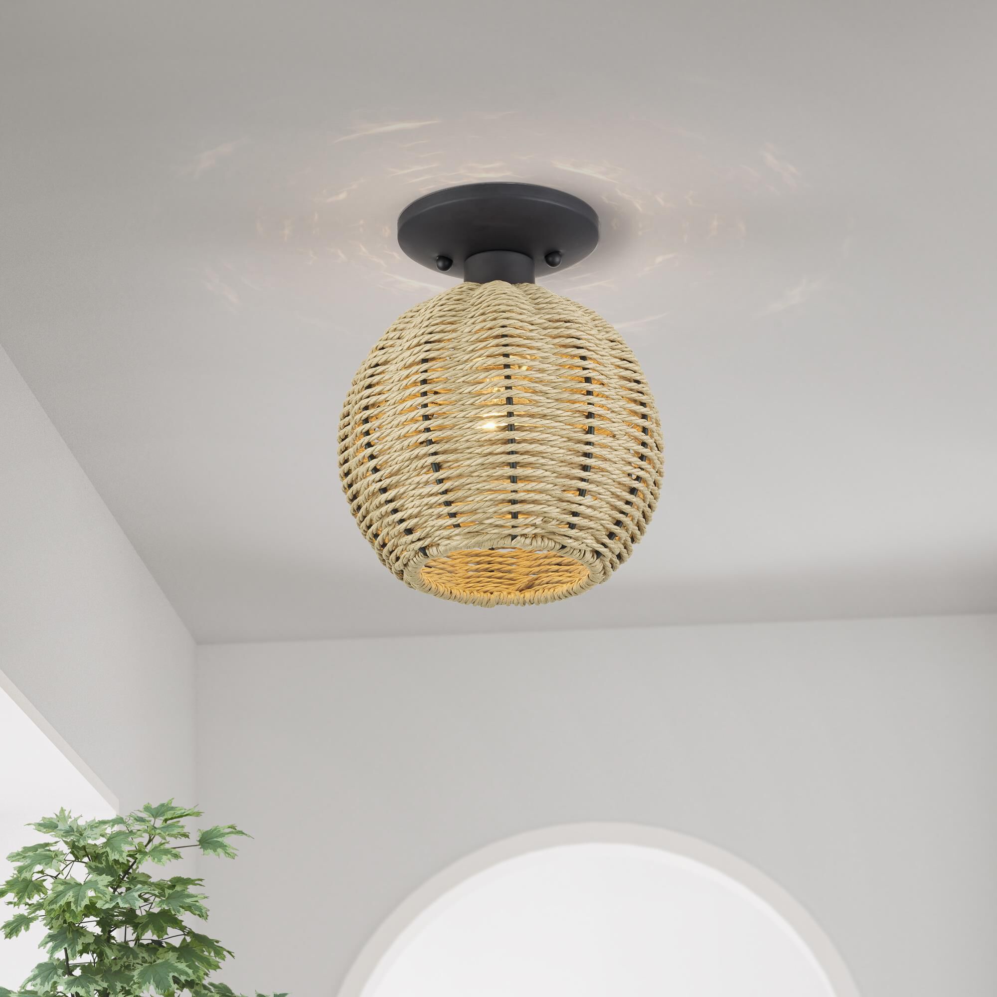 Shown in Bronze finish and Hand-Woven French Beige Paper Rope shade