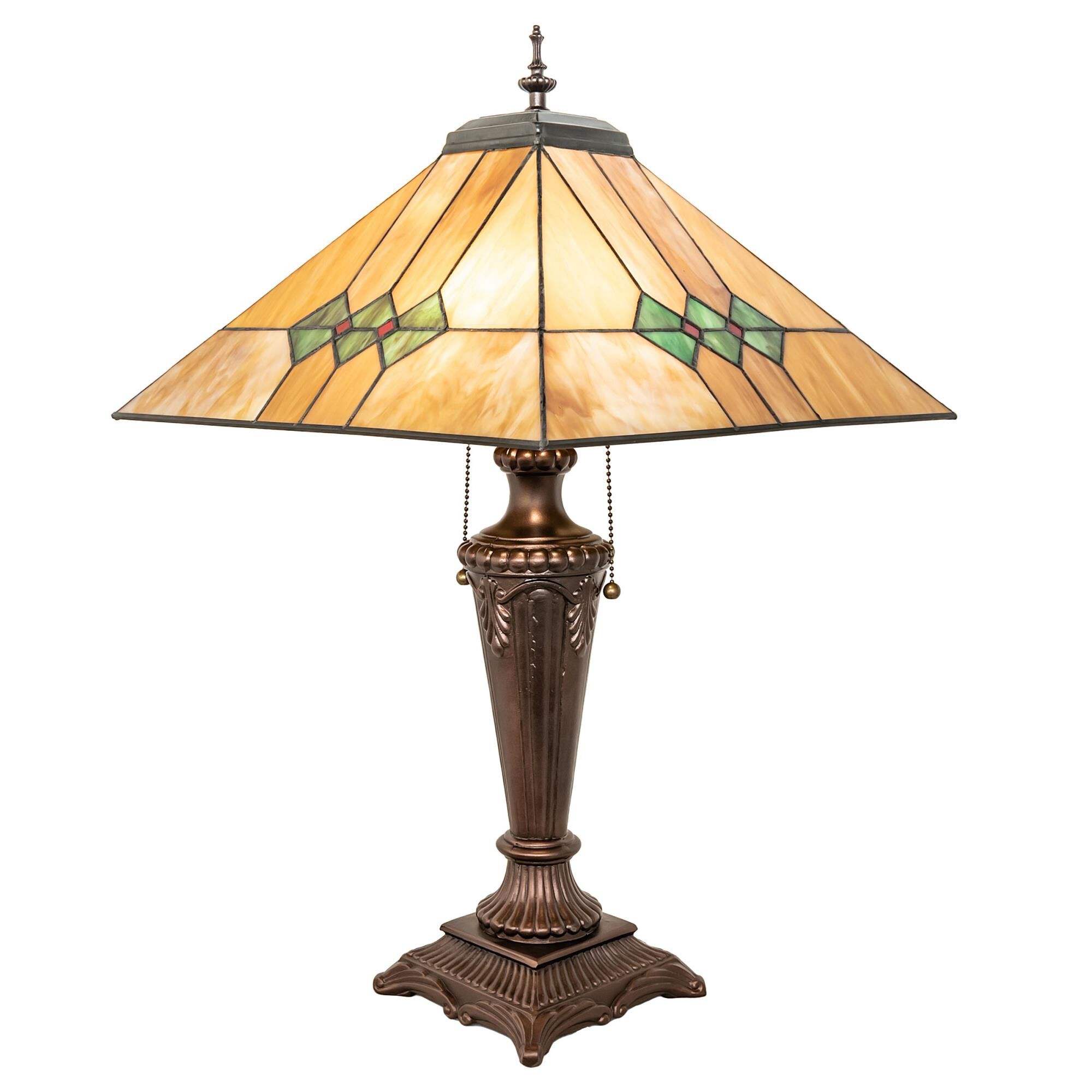 Shown in Mahogany Bronze finish and Ruby;Sunflower;Amber /Acrylic;Green;Chocolate;Beige glass