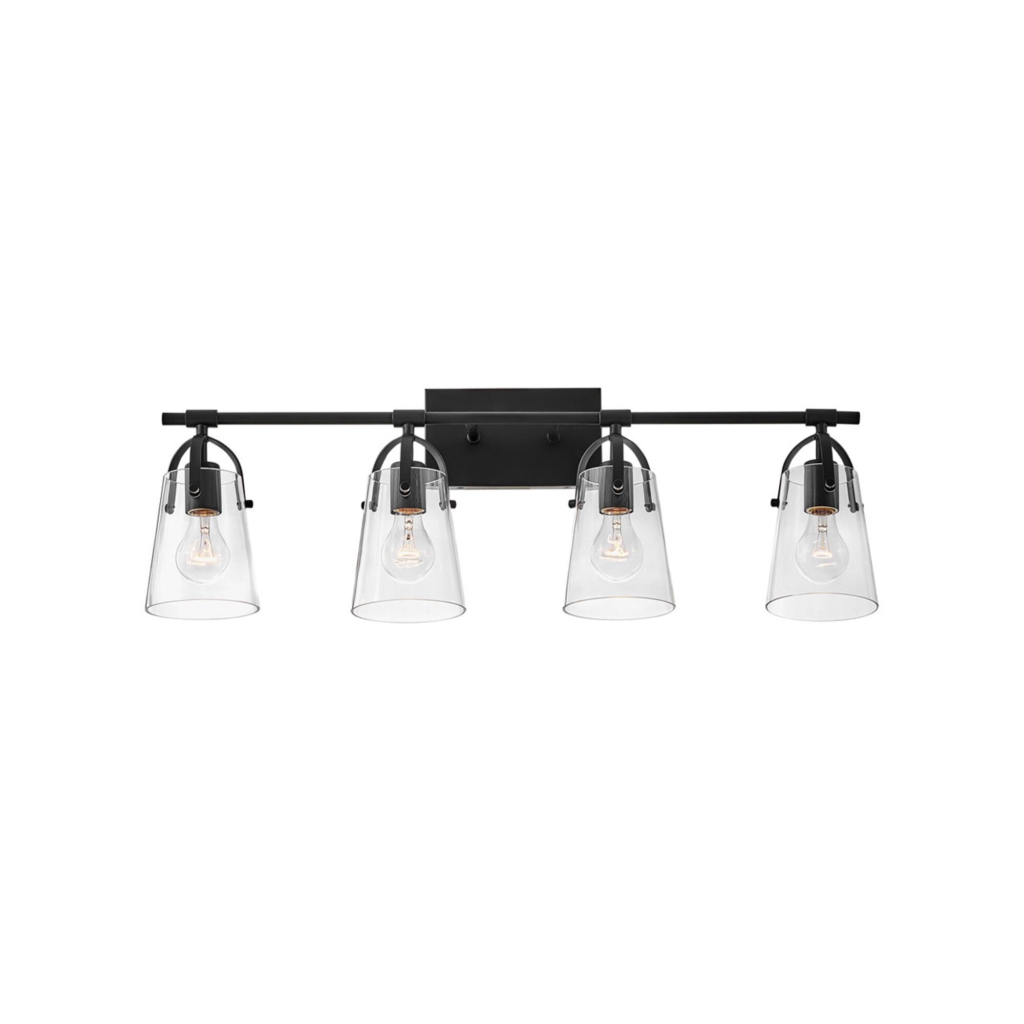 Shown in Black finish and Clear glass