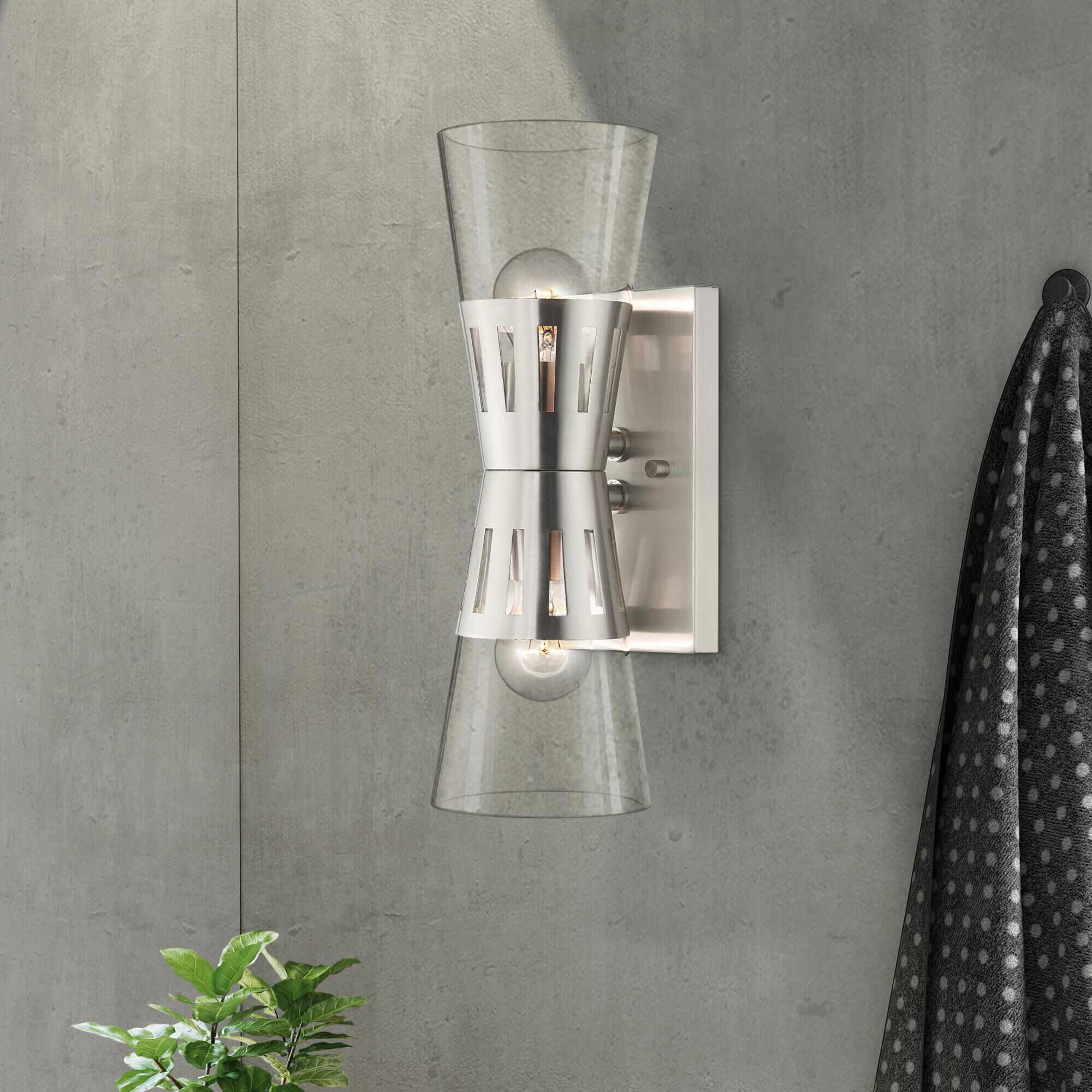 Shown in Brushed Nickel finish and Hand Blown Clear glass