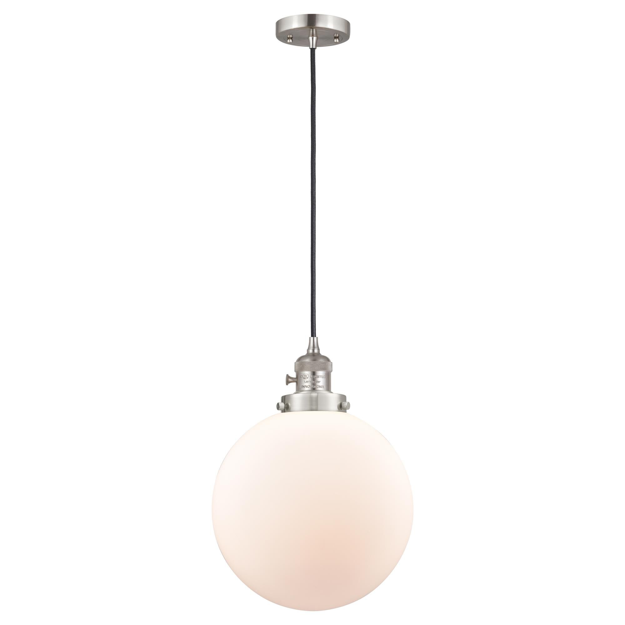 Shown in Brushed Satin Nickel finish and Frosted glass