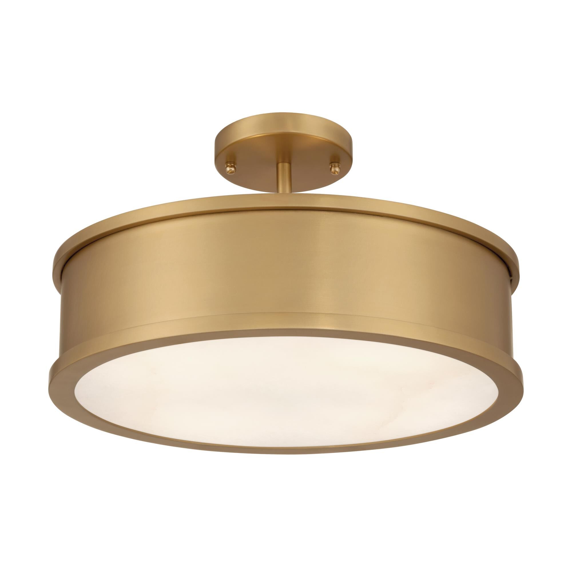 Shown in Legacy Brass finish and Alabaster glass