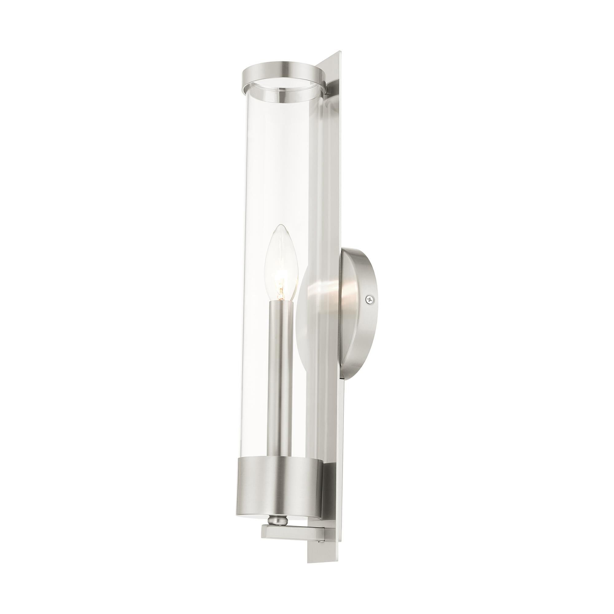 Shown in Brushed Nickel finish and Clear glass and Clear Glass shade