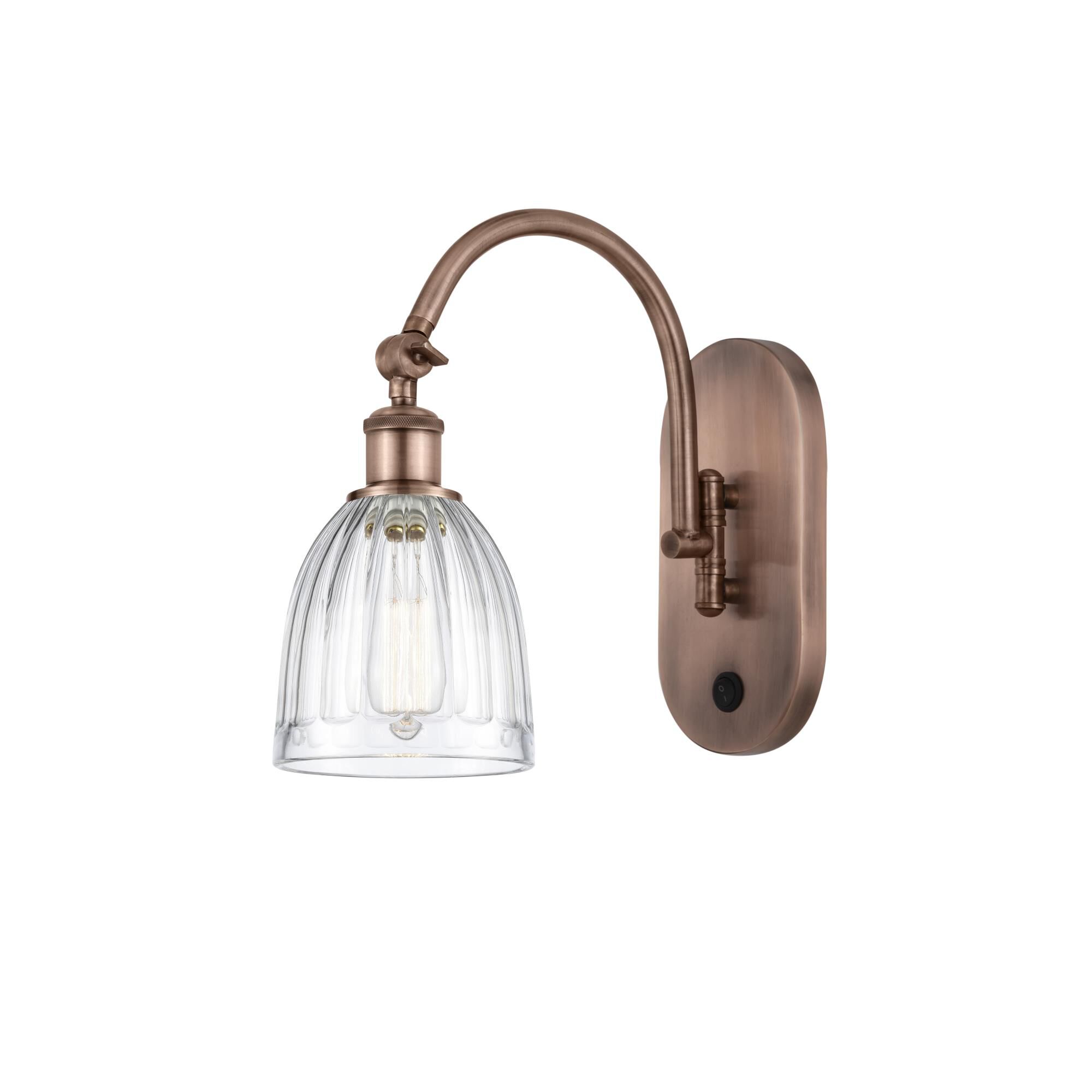 Shown in Antique Copper finish and Clear glass