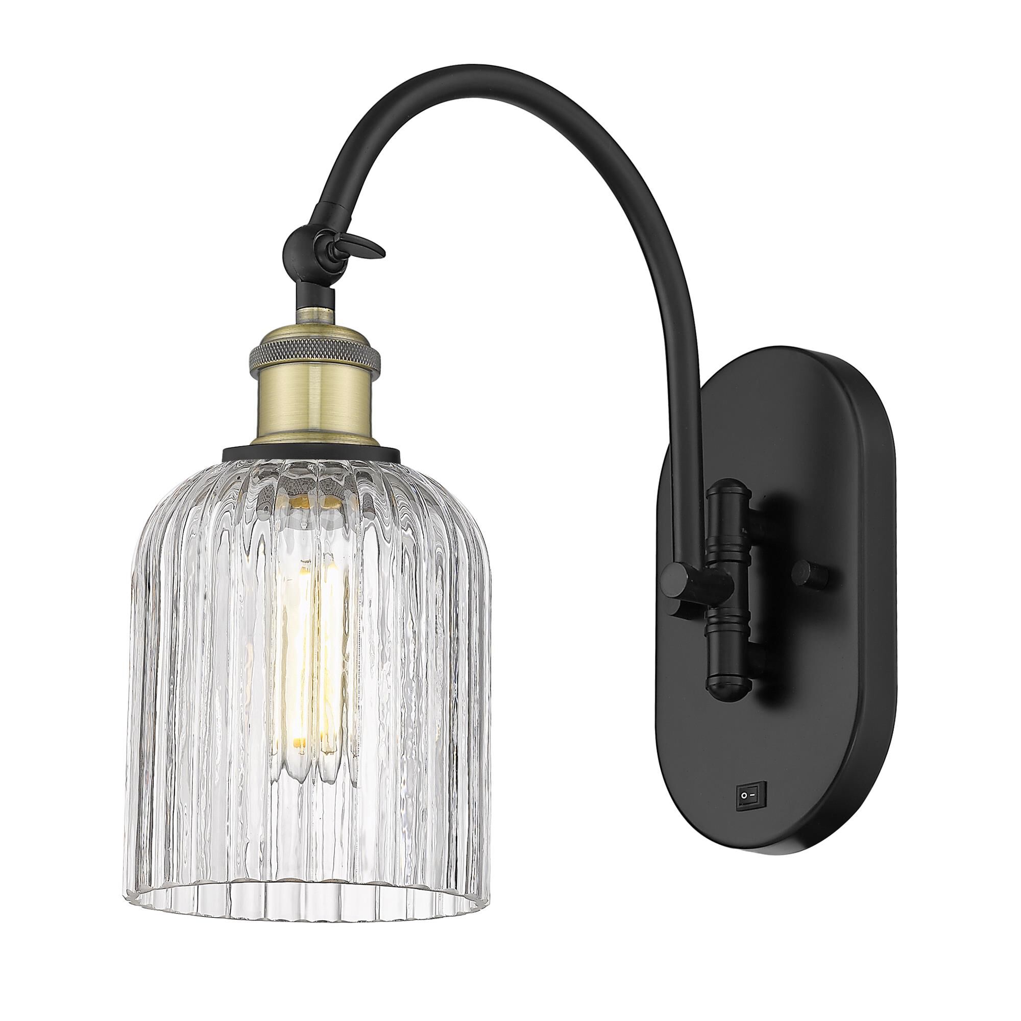 Shown in Black Antique Brass finish and Clear glass