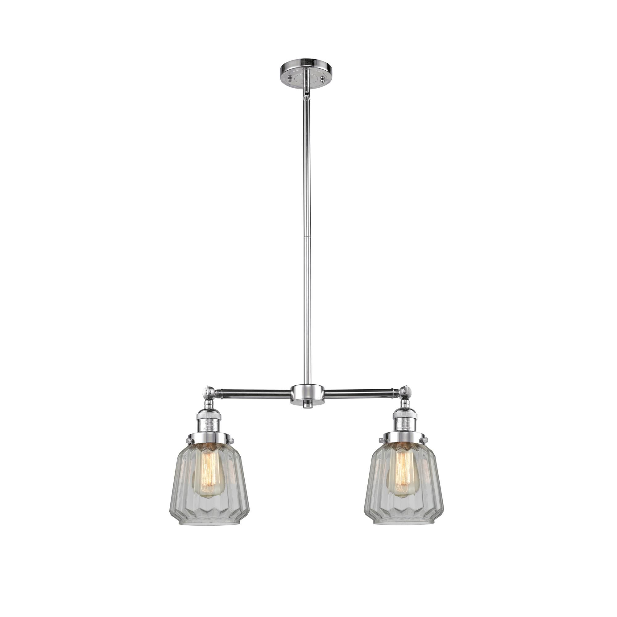 Shown in Polished Chrome finish and Clear glass
