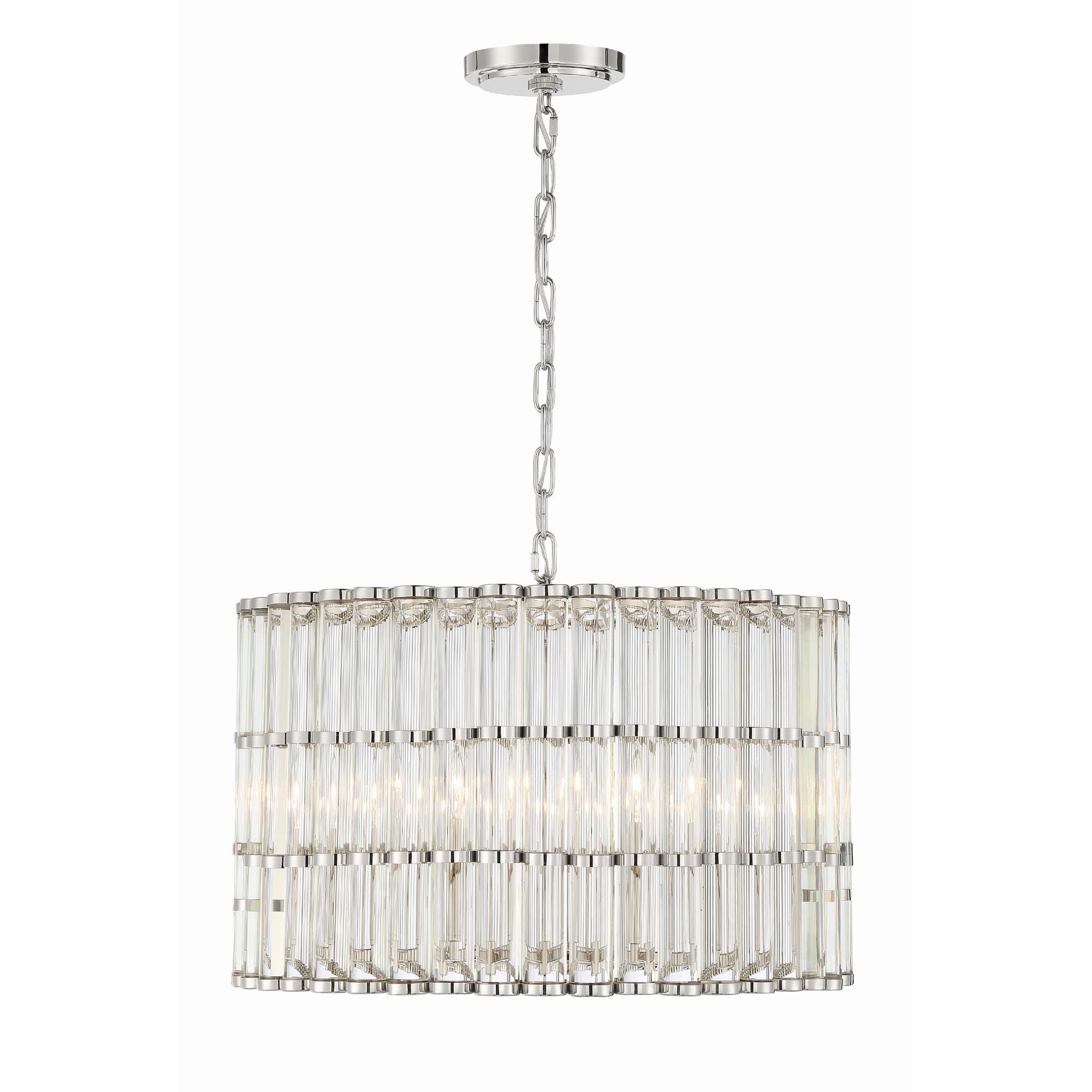 Shown in Polished Nickel finish and Clear Glass crystal