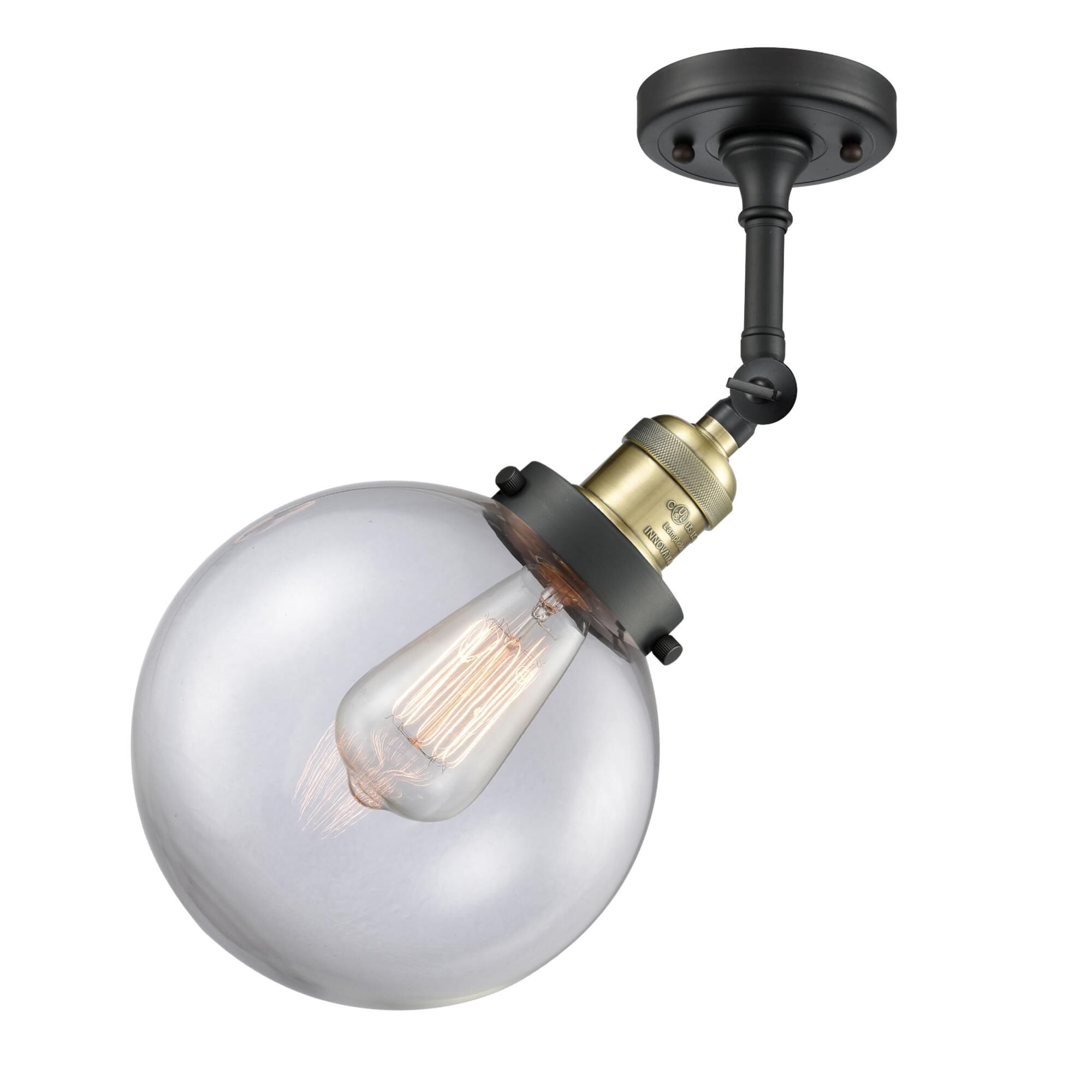 Shown in Black Antique Brass finish and Clear glass and No Accent accent