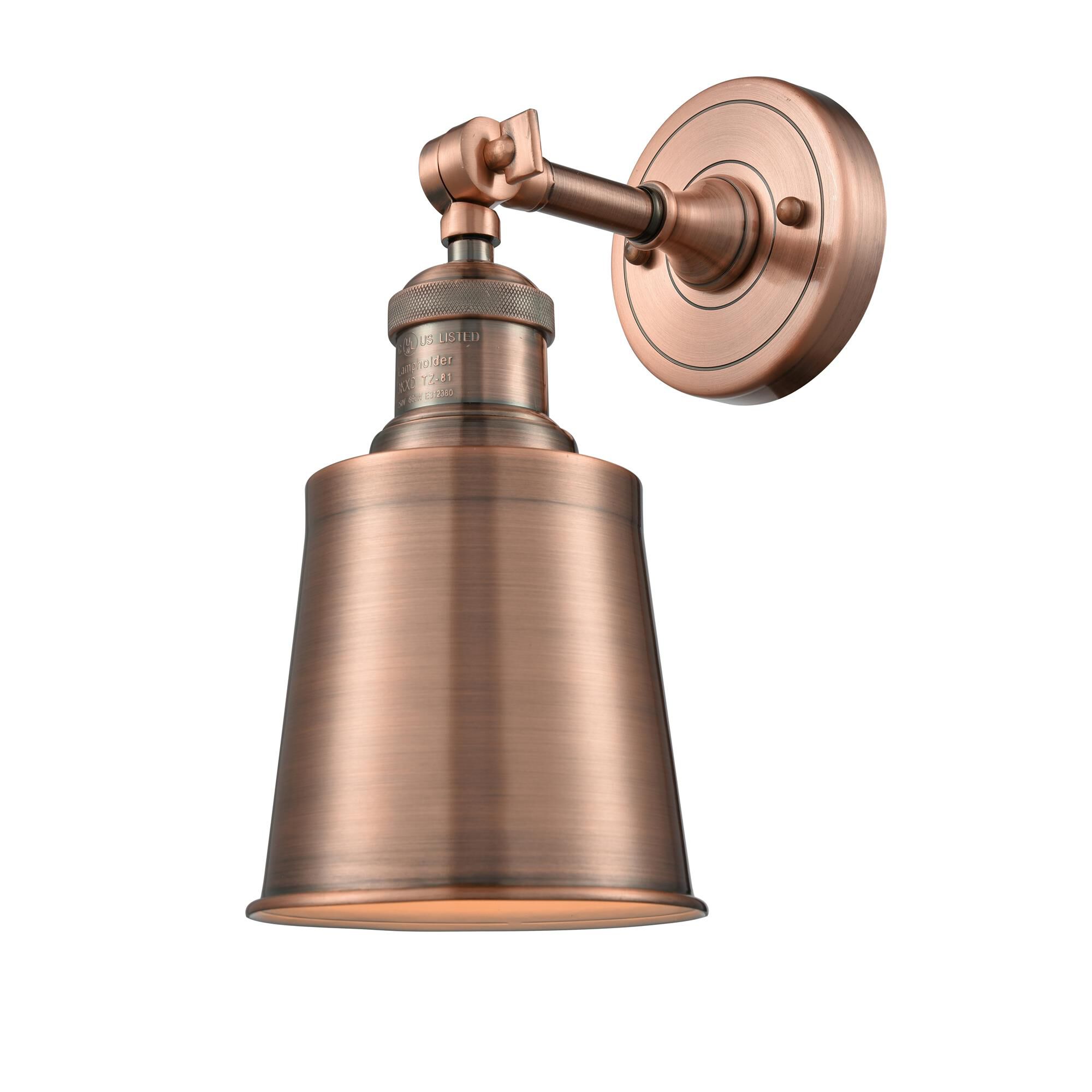 Shown in Antique Copper finish and Antique Copper shade and None accent