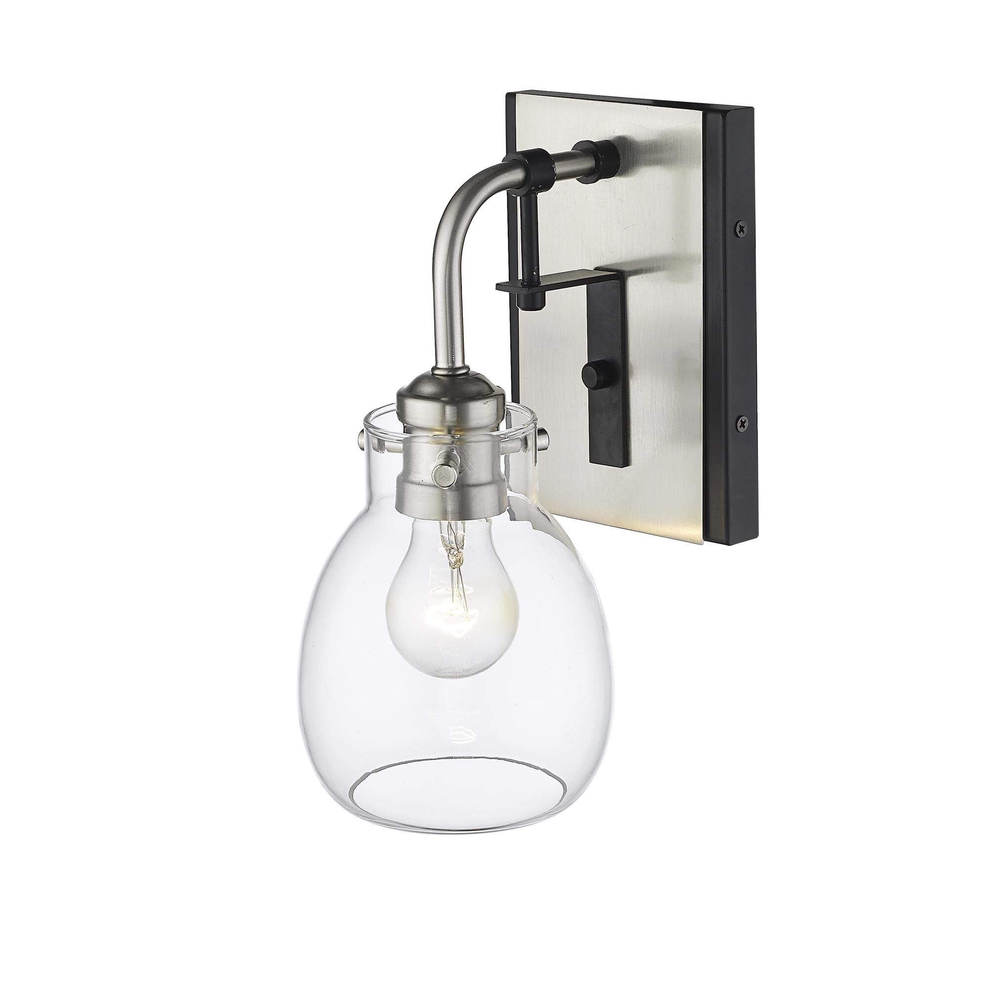 Shown in Matte Black + Brushed Nickel finish and Glass shade