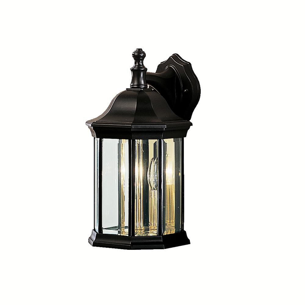 Shown in Black finish and Clear Beveled glass