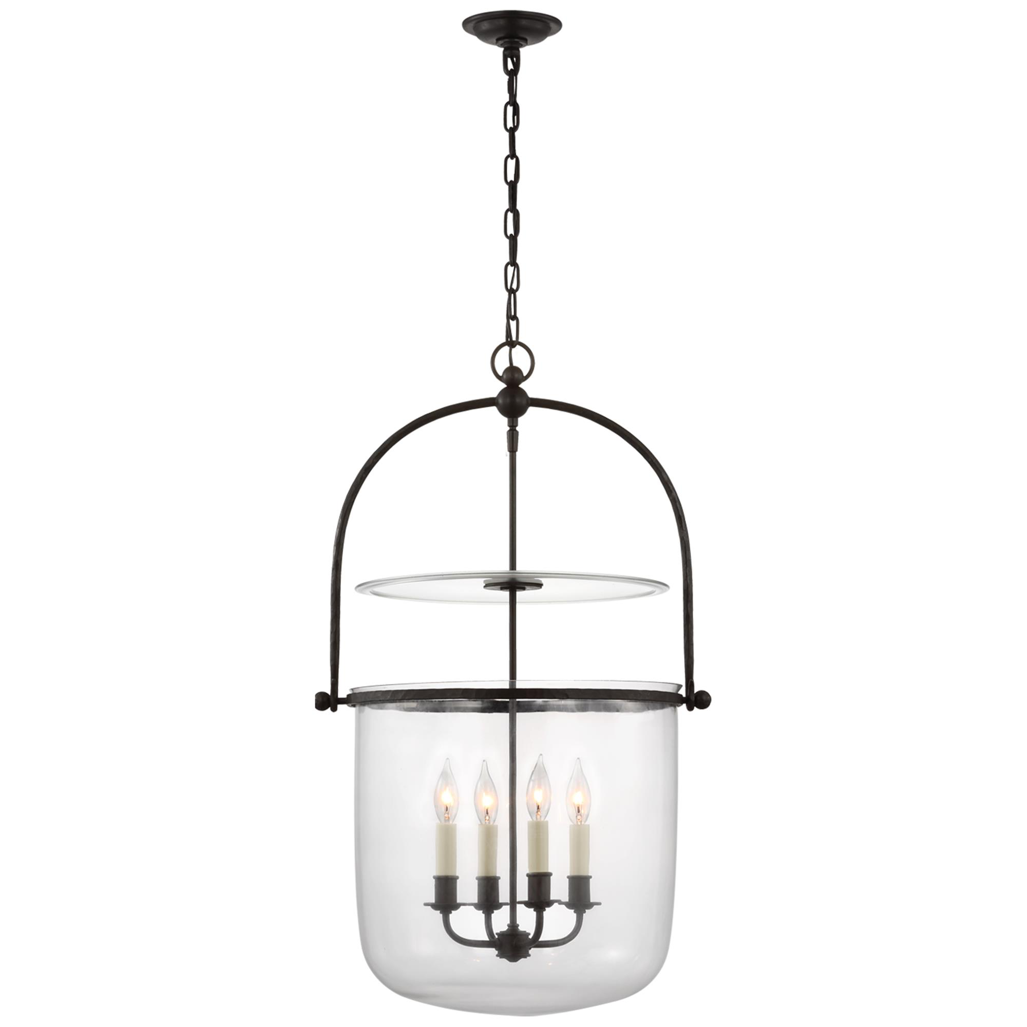Shown in Aged Iron finish and Clear glass
