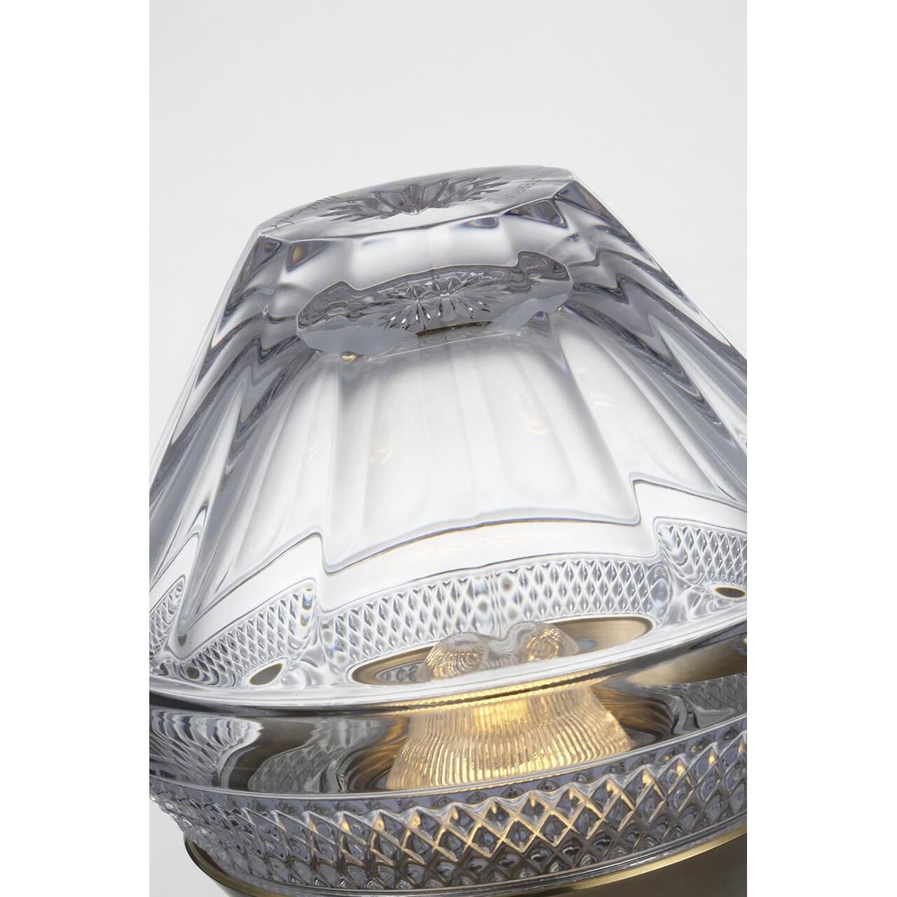 Shown in Natural Brass finish and Clear crystal